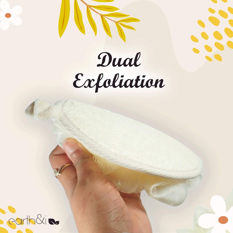 Earth & I - Dual Side Exfoliating Loofah for Fast and Effective Deep Cleaning, Loofah Body Scrubbers, Face Exfoliator Pad, Wash Sponge for Showering, Bath Loofahs, Travel Body Scrubber, lufas lofa