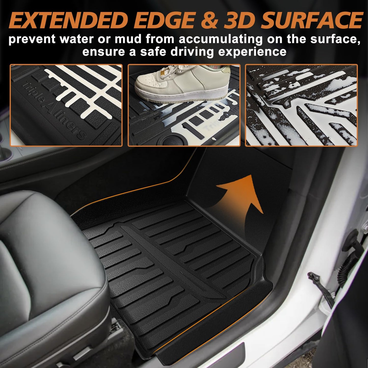 TripleAliners 10PCS Floor Mats Fit for 2026+Tesla Model Y Juniper Set Full Protection All Weather TPE Anti-Slip Custom Fit Floor& Frunk& Trunk& Rear Lower& Backrest Mat& Bumper Guard(Not Fit Standard)