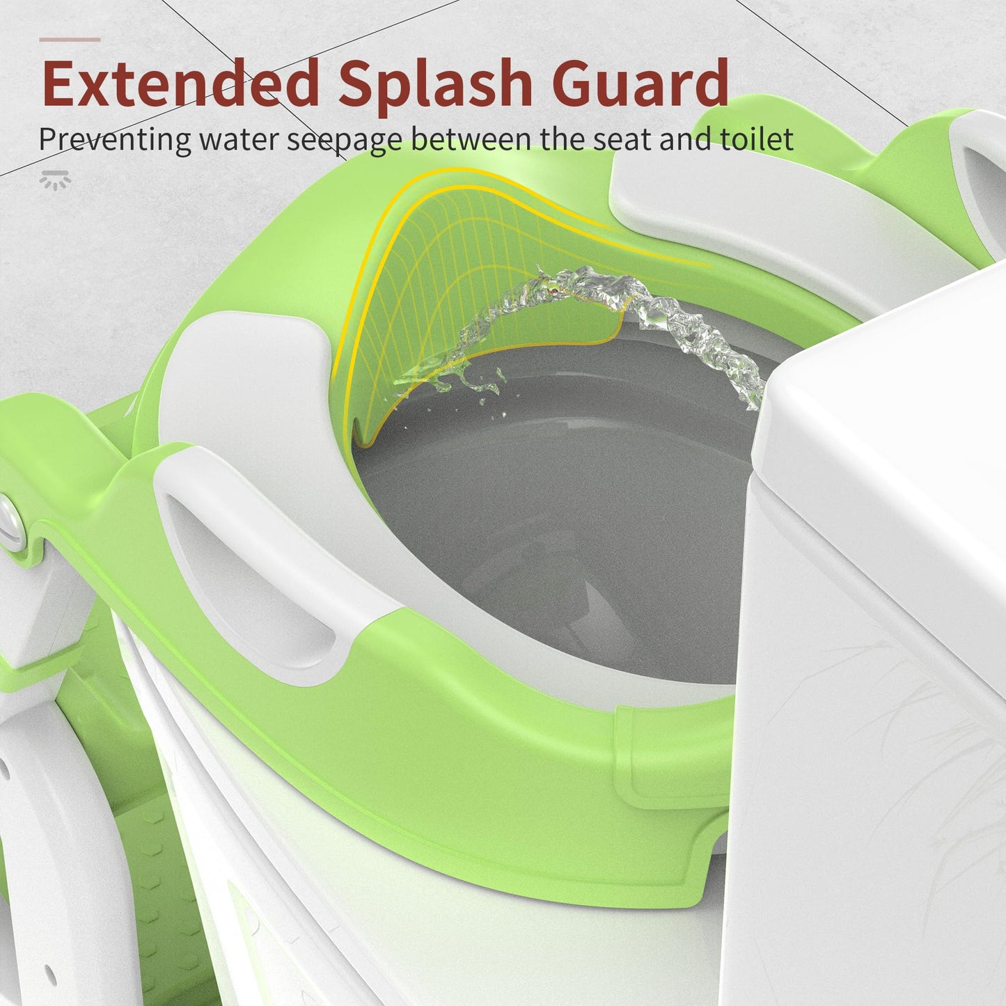 Potty Training Seat, Upgrade 2 in 1 Potty Training Toilet for Toddler, Toddler Toilet Seat for Boys Girls with Support Bar, Anti-Slip Pad and Step Stool (Green)