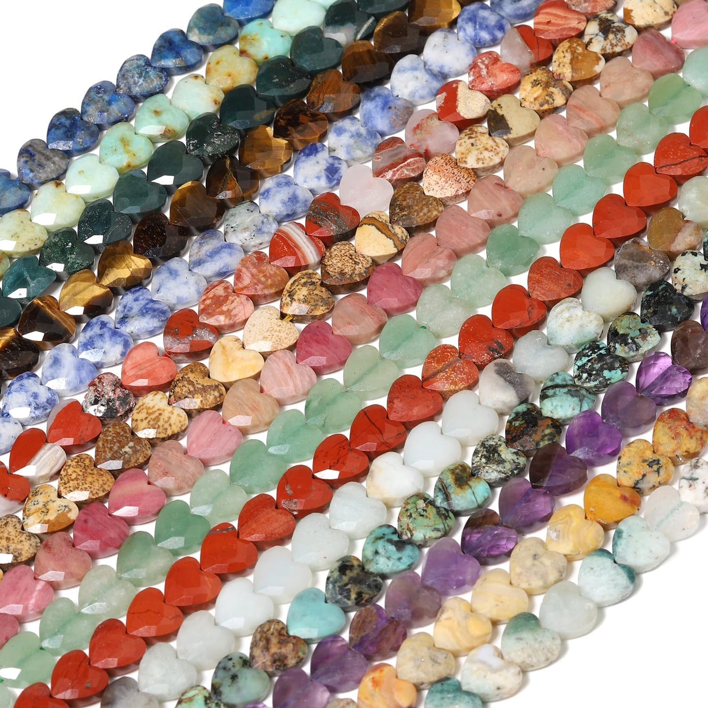 Nitopupu 22pcs Faceted Heart Stone Beads Natural Rhodochrosite Beads 8mm Crystals and Healing Stones for Jewelry Making Supplies, Friendship Bracelet Kit, Love Gifts