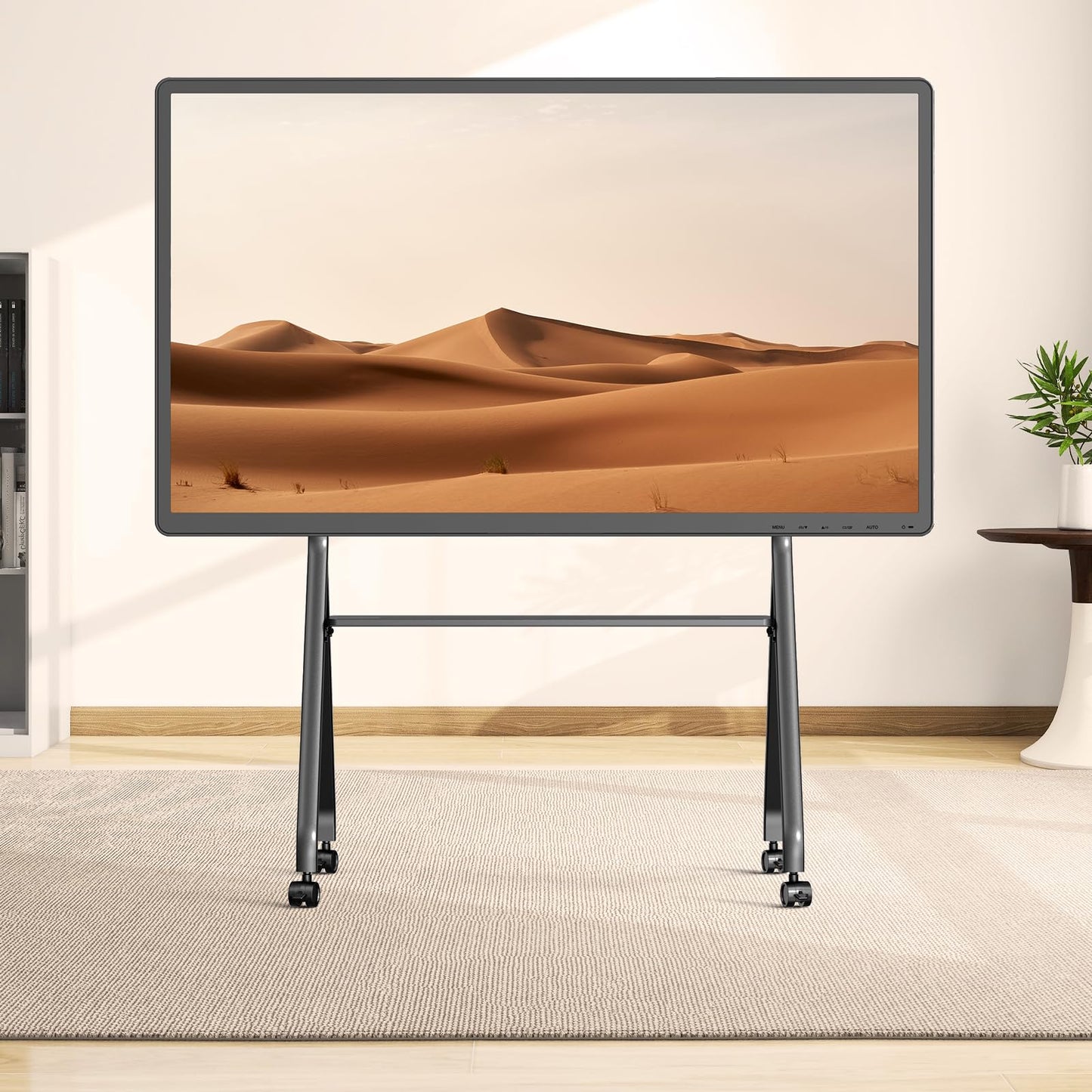 Smart Board Stand with Wheels, 55/65/75/86'' Interactive Whiteboard Stand, Mobile Stand with Four Lockable Wheels, COOLHOOD Stable and Easy to Move for Home Office School Classroom (Only Stand)