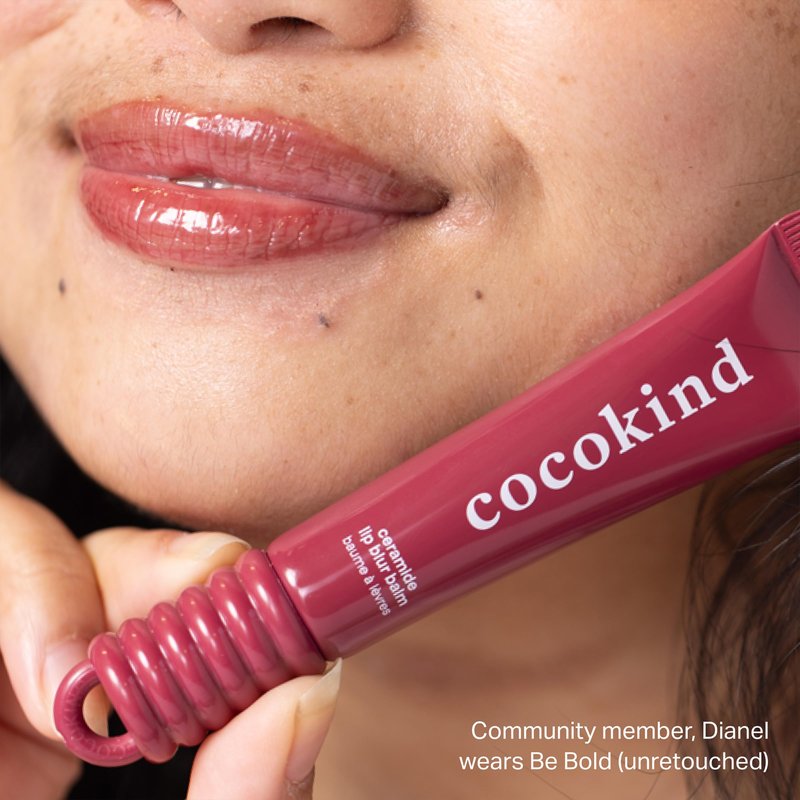 Cocokind Ceramide Lip Blur Balm, Be Bold - Burgundy Hydrating Lip Balm with Ceramides & Peptides, Made for Sensitive Skin & Lips, Unflavored & Fragrance-Free - 3 pack