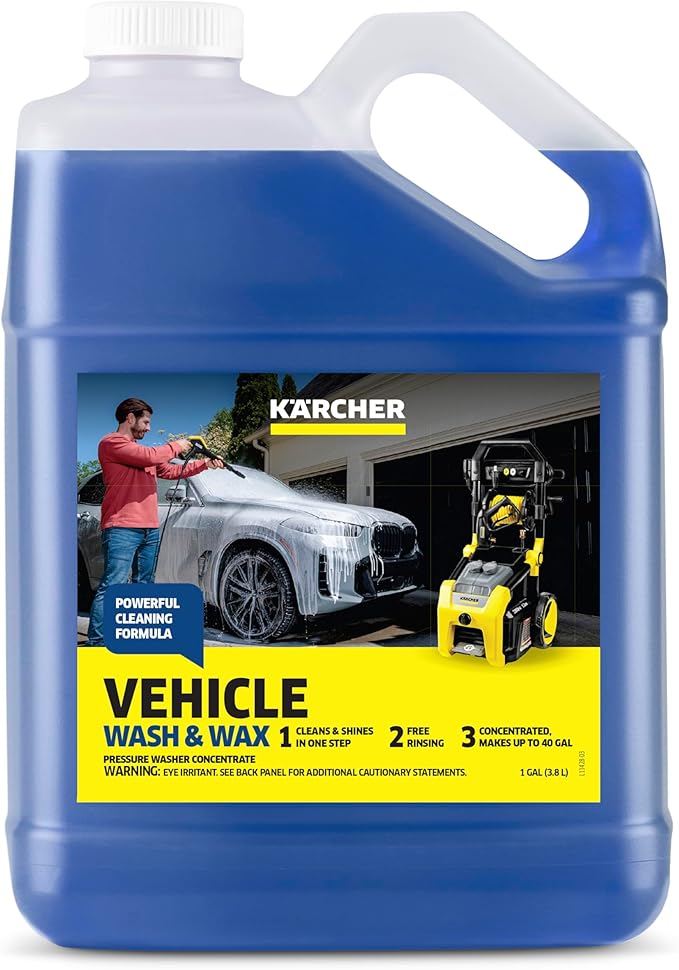 KÃRCHER Vehicle Wash and Wax, Pressure Washer Detergent, Cleans Cars, Bikes, Trucks, Boats and More, Highly Concentrated, Makes up to 40 gal of Cleaner