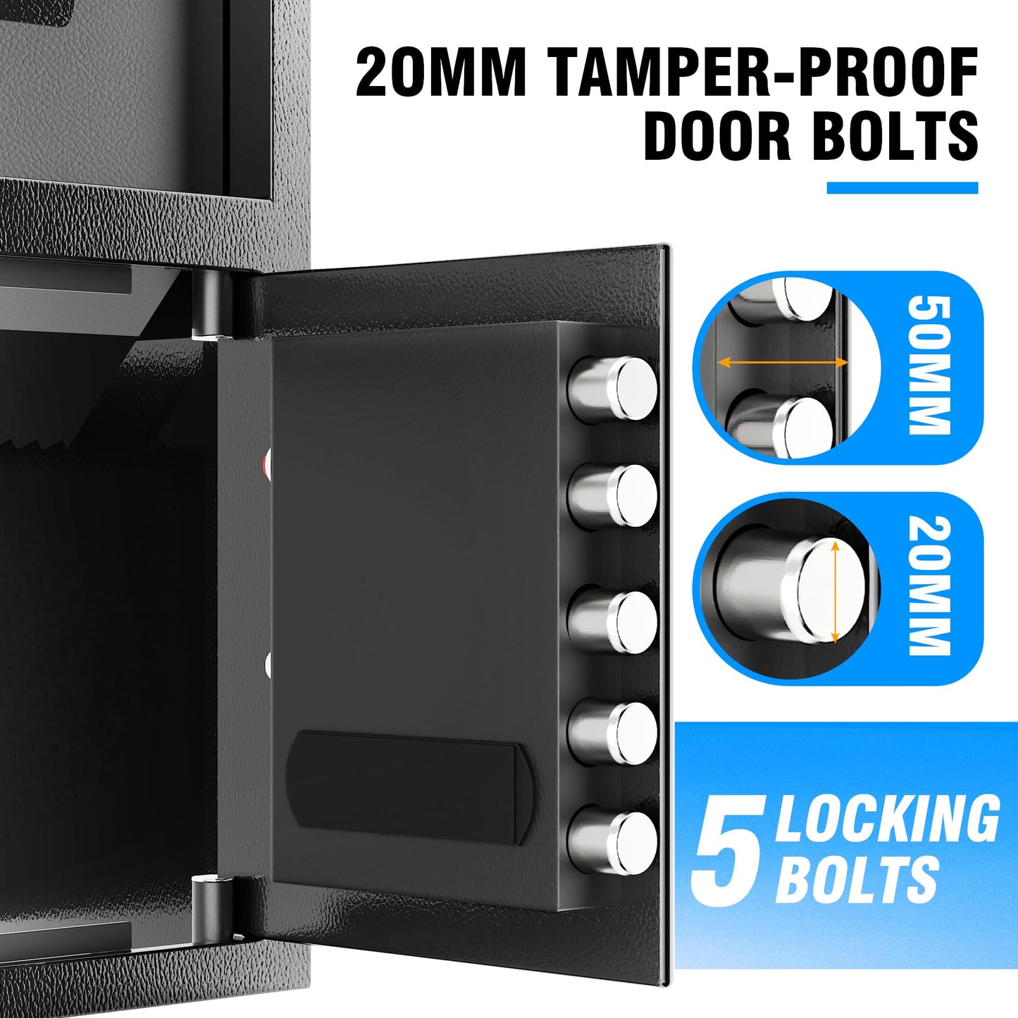 TOTOY 5.0 Cu Ft Fireproof Biometric Deposit Drop Safe- Steel Drop Slot Lock Box, Fingerprint & Digital Keypad Key Lock, External Type-C Backup, Business Safety Box for Cash Money Security
