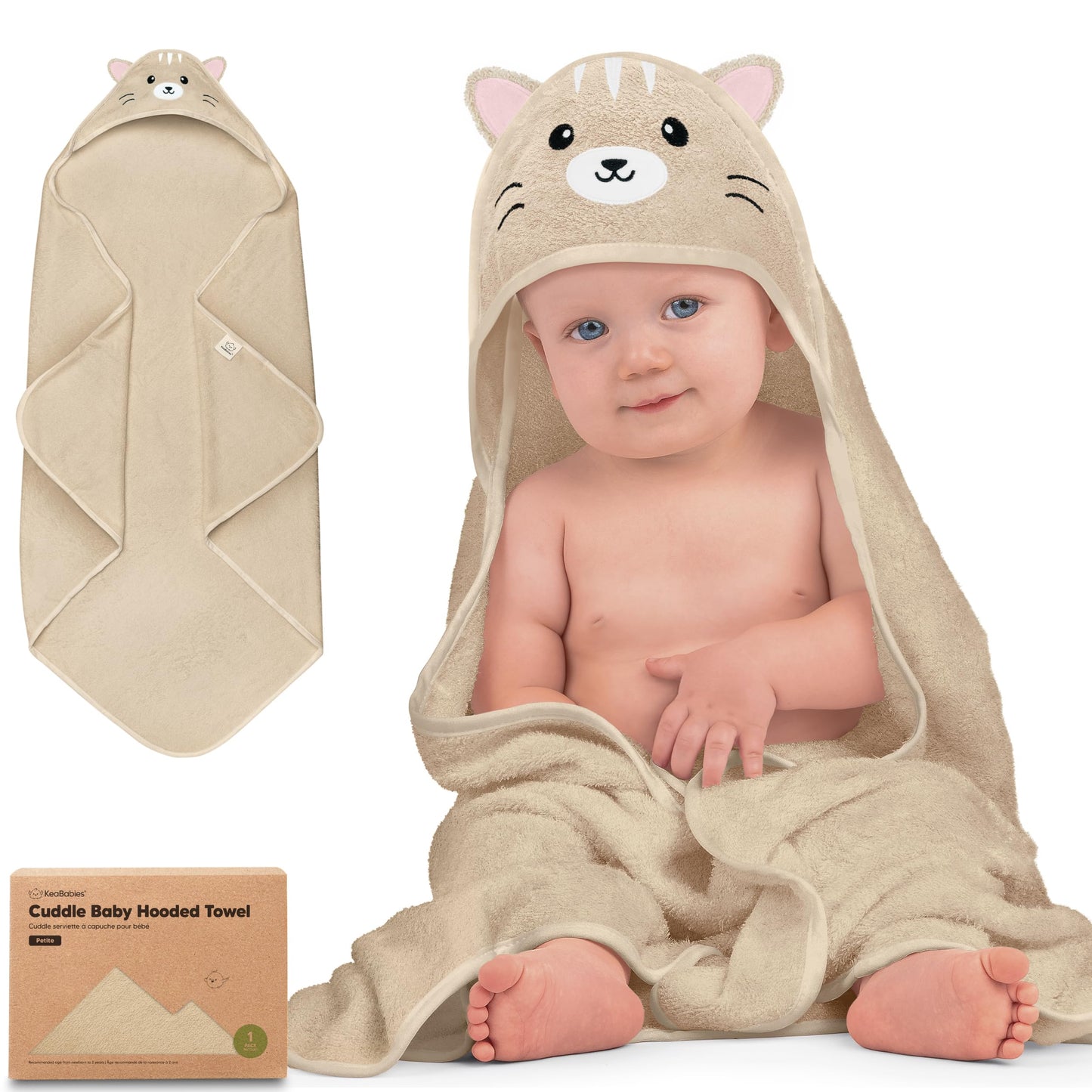 KeaBabies Hooded Baby Towel for Newborn - Viscose Derived from Bamboo Large Baby Bath Towels with Hood for Boys, Girls, Toddler, Extra Absorbent & Soft Newborn Bath Essentials (Wildflowers)