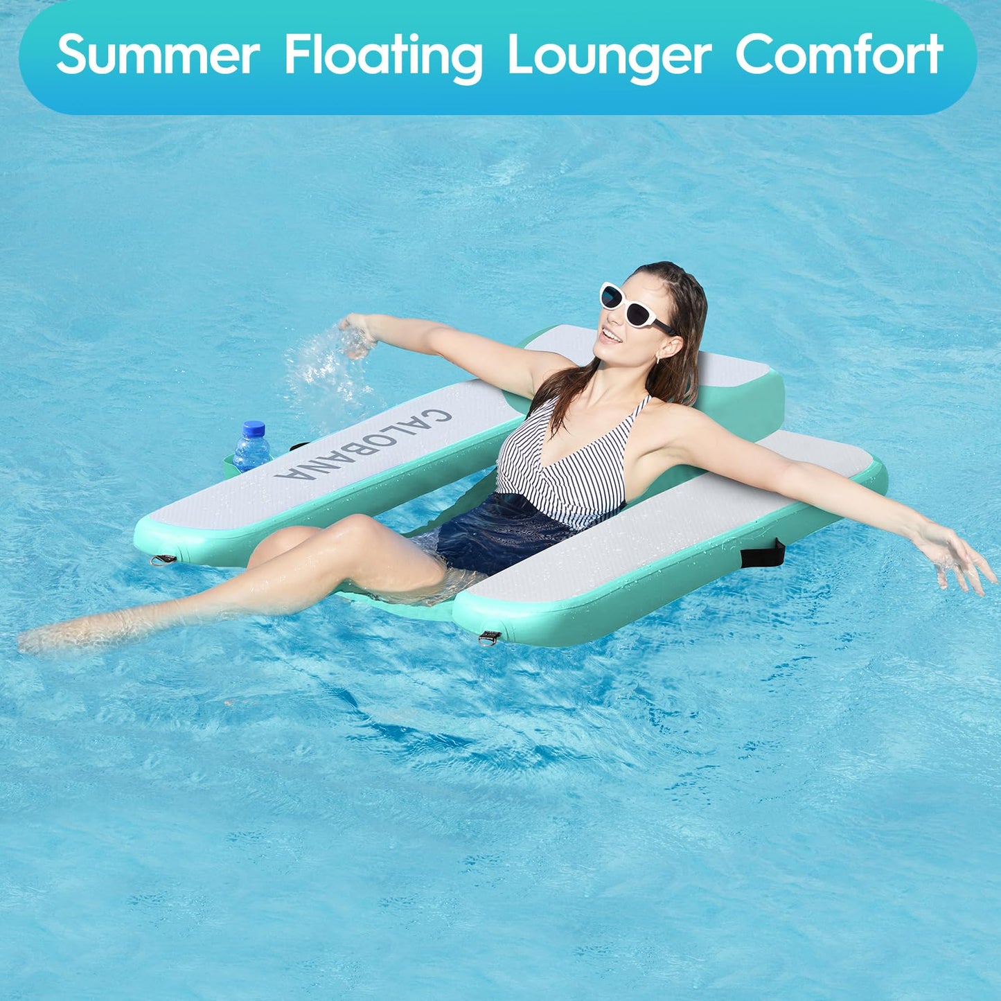 CALOBANA Inflatable Pool Floats, Floating Chair Pool Lounger Float for Adult Floaties Rafts Chair for Pool Lake River Beach Party, Grey & Mint Green
