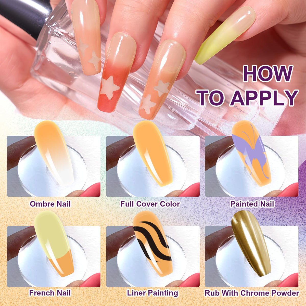 U-Shinein Gradient Painting Gel, 9 Colors Ombre Gel Nail Polish Summer Hot Bule for Pigment Pat Nails Aura Nails, French Manicure DIY Nail Art Soak of UV Palette Bechside Candy