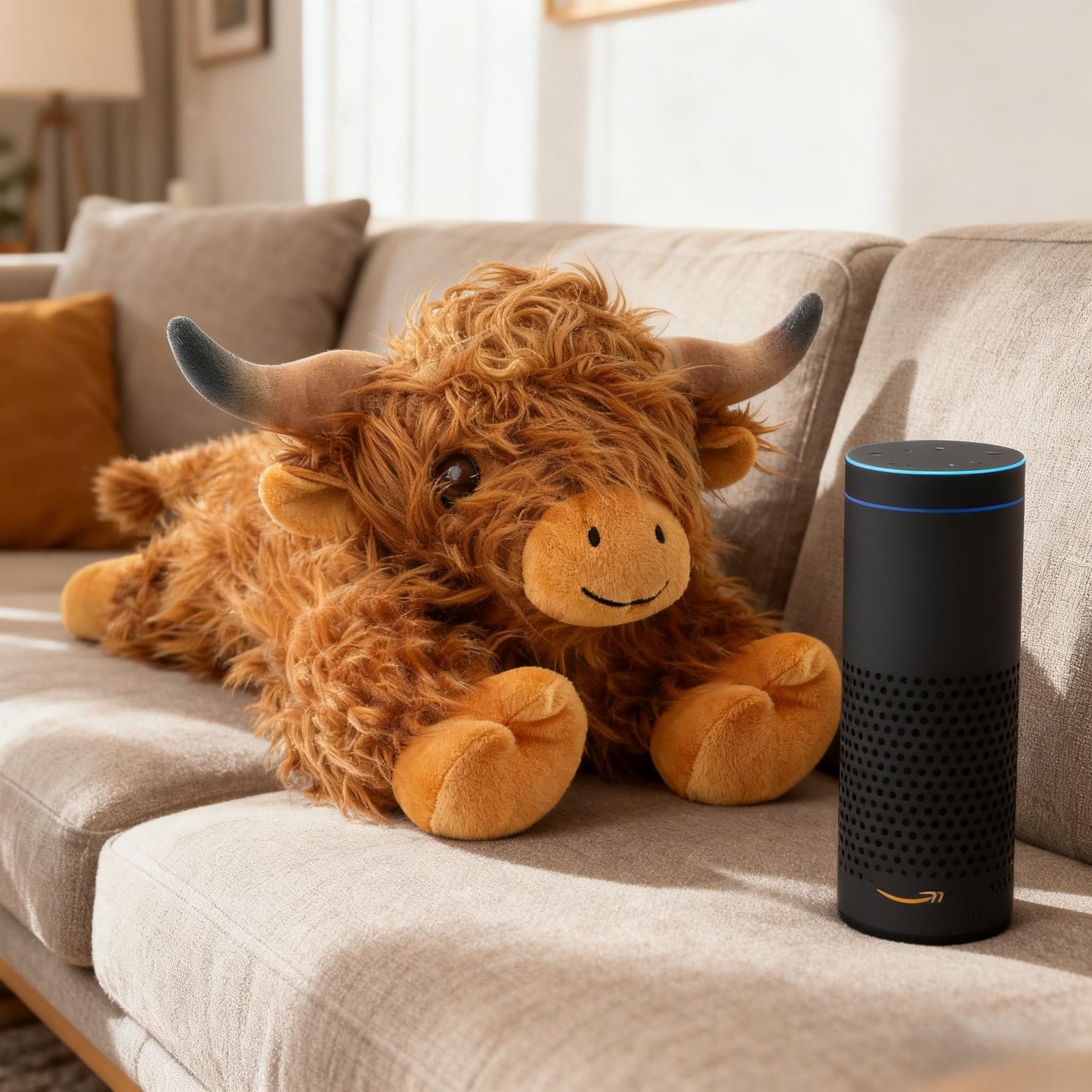 JDF 4lbs Highland Cow Weighted Stuffed Animals, 22in Giant Highland Cow Gift Plush Toy, Adorable Stuffed Animal Adults & Kids Highland Cattle Plushie Pillow Decor