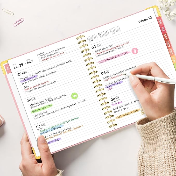 Forvencer Academic Planner 2026-2027, Hardcover Calendar Planner Weekly & Monthly, July 2026 - June 2027, 6" x 8", Daily Agenda with Tabs, College School Organizer for Student Teacher, Navy Blue