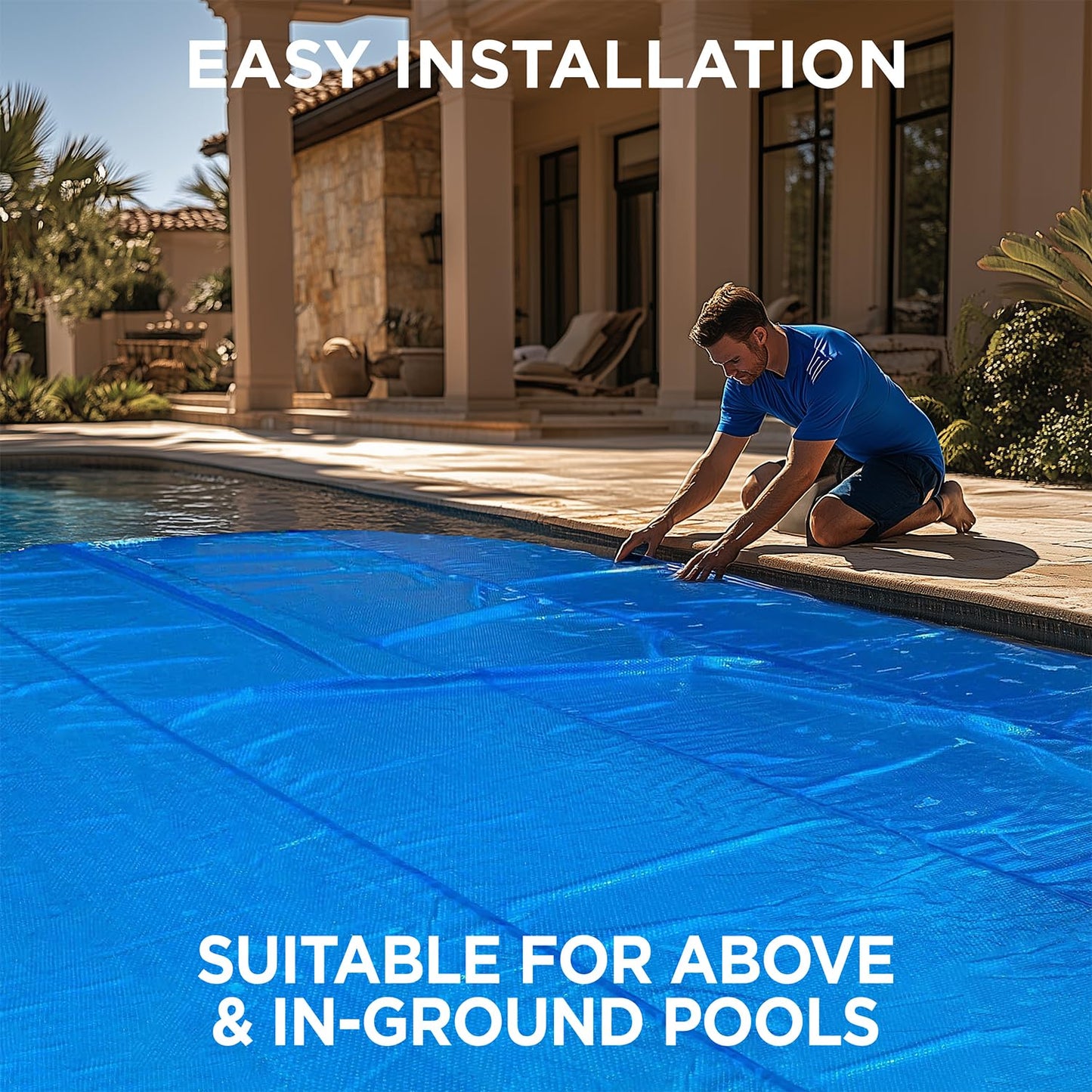 Shop Square 12' x 24' Oval Solar Cover for Inground and Above Ground Pool, 8 Mil - Premium Heavy Duty Solar Blanket for Above Ground Pool, Blue - Made in USA