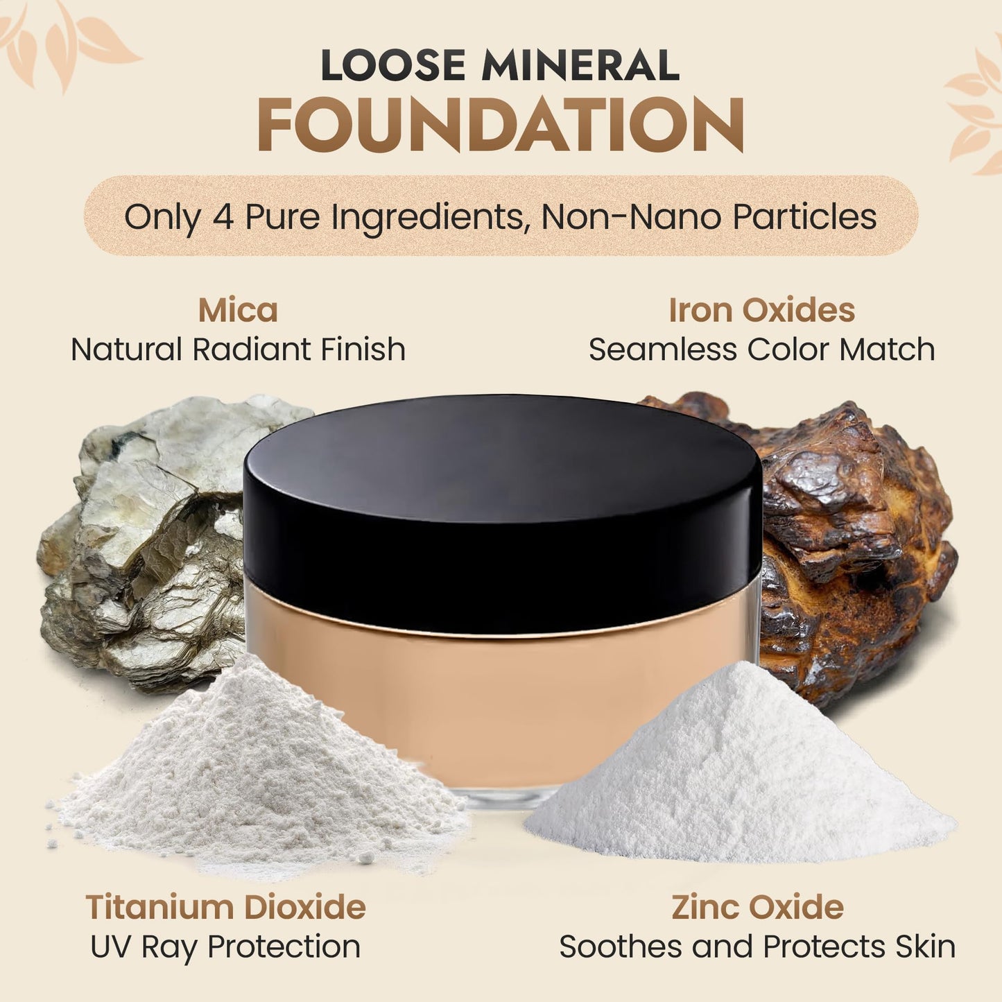 BaeBlu InstaFame Loose Powder Foundation, Create - Full Coverage Matte Natural Mineral Foundation for Sensitive & Acne-Prone Skin - Non-Nano Zinc, Titanium Dioxide Mineral Pigment, No Fillers/Binders