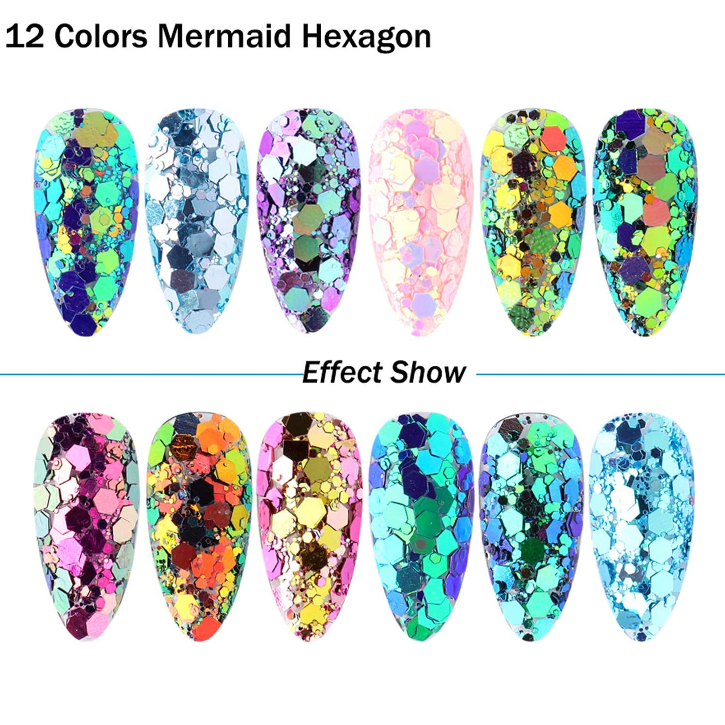 Chameleon Nail Art Glitter Sequins, 3D Sparkly Nail Flakes Decorations, Holographic Laser Gradient Nail Art Design, Shiny Glitters Powder Accessories Supplies for Women Girls, DIY Resin Nail Art Tips