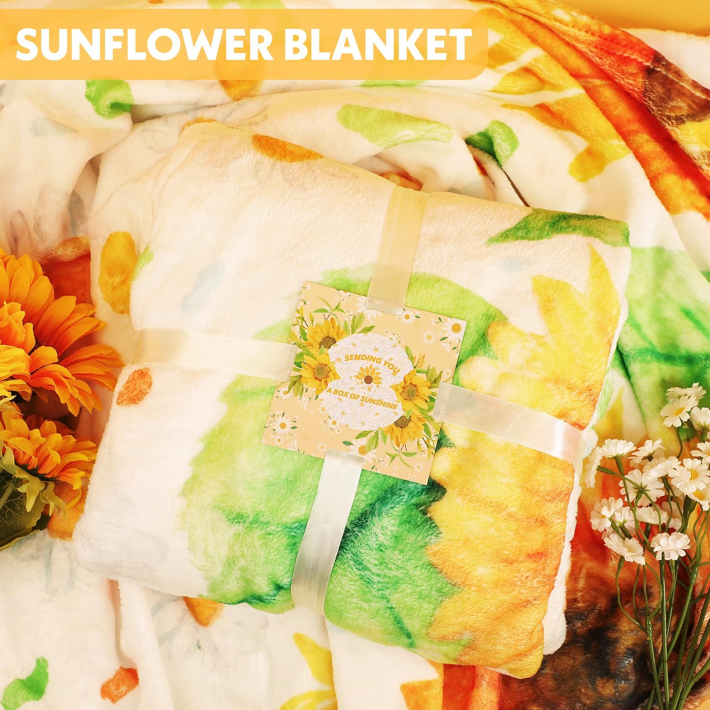 Sunflower gifts for women,Sunshine box, Get Well Soon Gift Baskets for Women,Self-Care Package,Unique Birthday Basket for Women,Mother’s Day, Thank You Gifts for her,Girlfriend,Sister,Mom,Wife