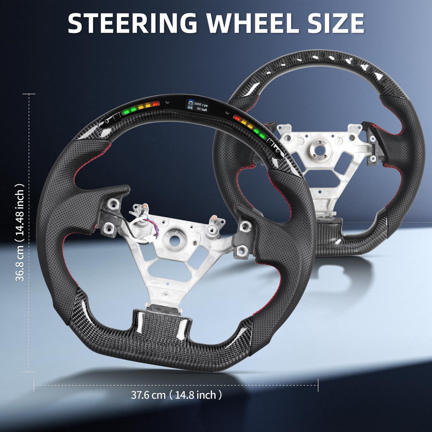 LED Carbon Fiber Steering Wheel for Infiniti 2003-2009 G35 LED Display Indicator D-Shaped Flat Bottom Anti-Slip Perforated Leather for G35 Steering Wheel