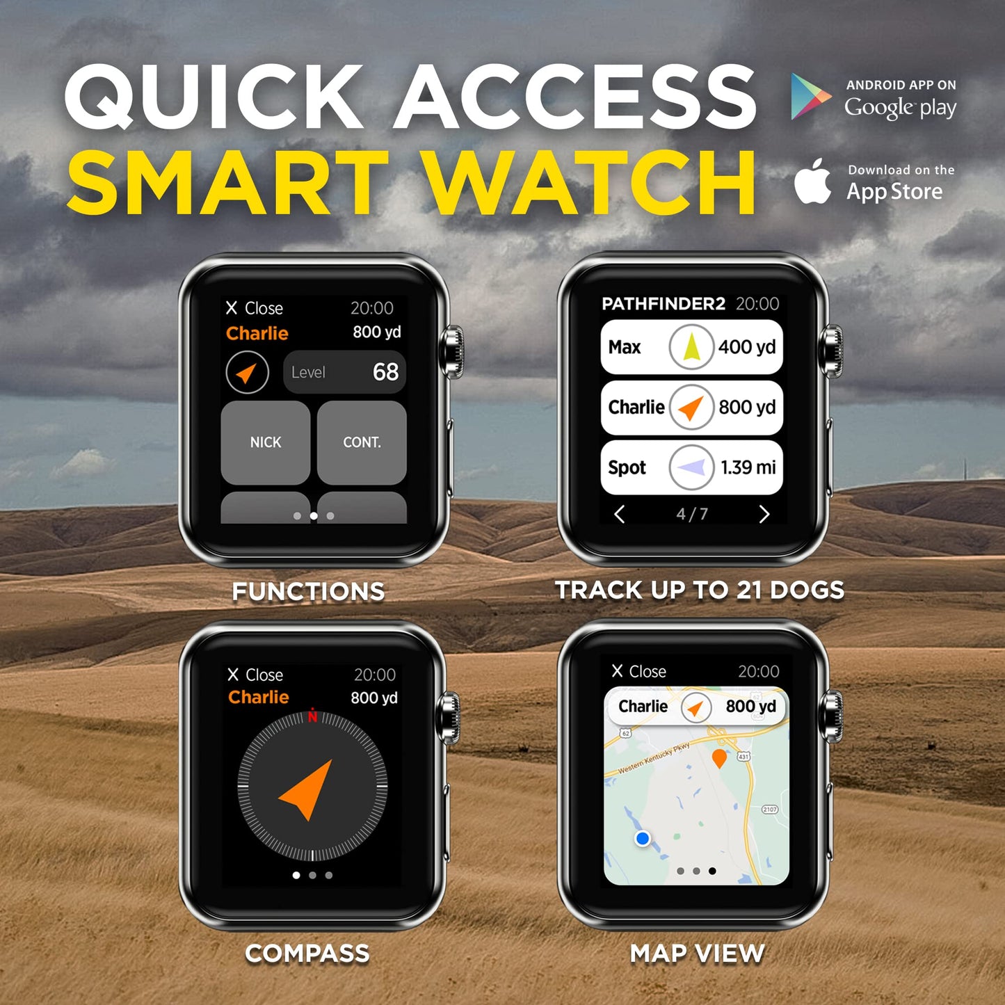 Dogtra Pathfinder 2 GPS Tracker e Collar + Titanium Enhanced Contact | 9 Mile, LED Light, No Monthly Fees, Waterproof, Smartwatch Control, Satellite Tracking, Multiple Dogs, Smartphone Required