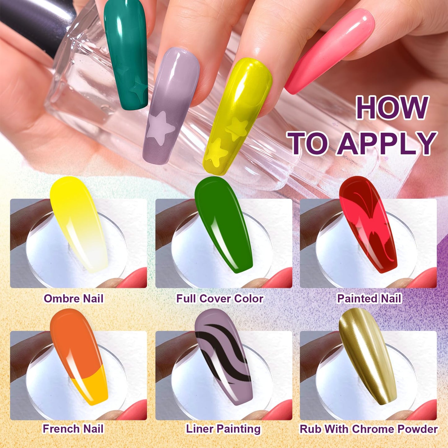 U-Shinein Gradient Painting Gel, 9 Bright Colors Ombre Gel Nail Polish for Pigment Pat Aura Nails French Ma nicure Soak Off UV Long-lasting No-wipe Home Salon DIY Nail Art Vegetable Salad