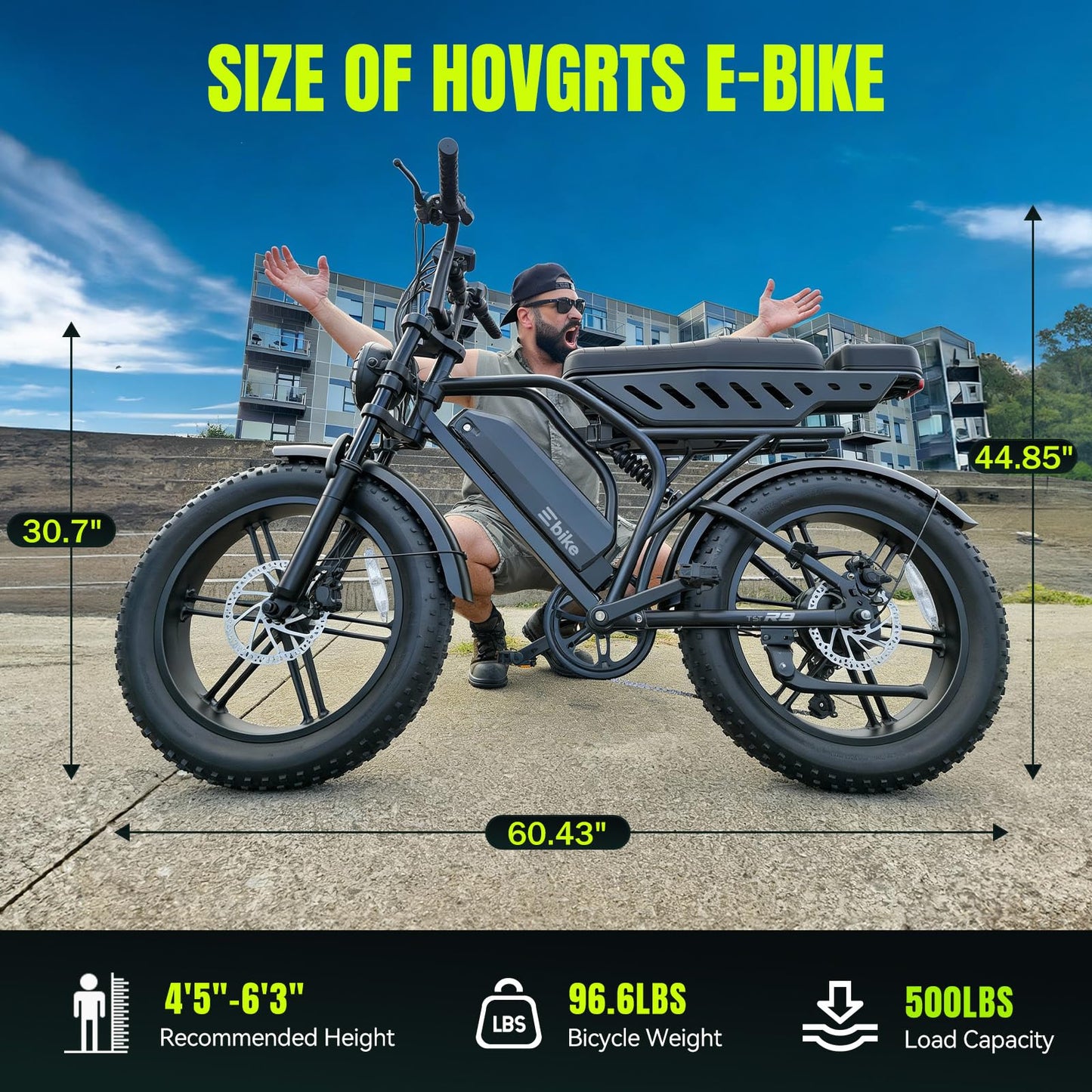 TST Electric Bike for Adults, 1500W Peak Motor Ebike with 48V 15Ah Built-in Battery, 60 Miles Range 28 MPH Upgraded Electric Bike, 20" All-Terrain Fat Tire E Bike