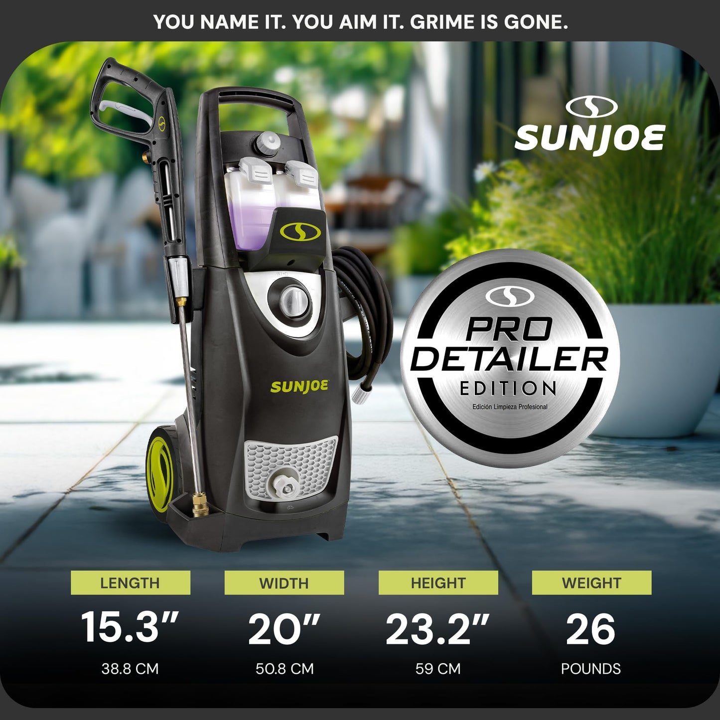 Sun Joe Electric Pressure Power Washer w/ Extension Spray Wand and Hose, 2030 PSI, 1.2 GPM, 14.5-Amp Motor - Heavy-Duty Cleaning Machine for Patios, Decks, Sidewalks & Cars, SPX3000-PK1