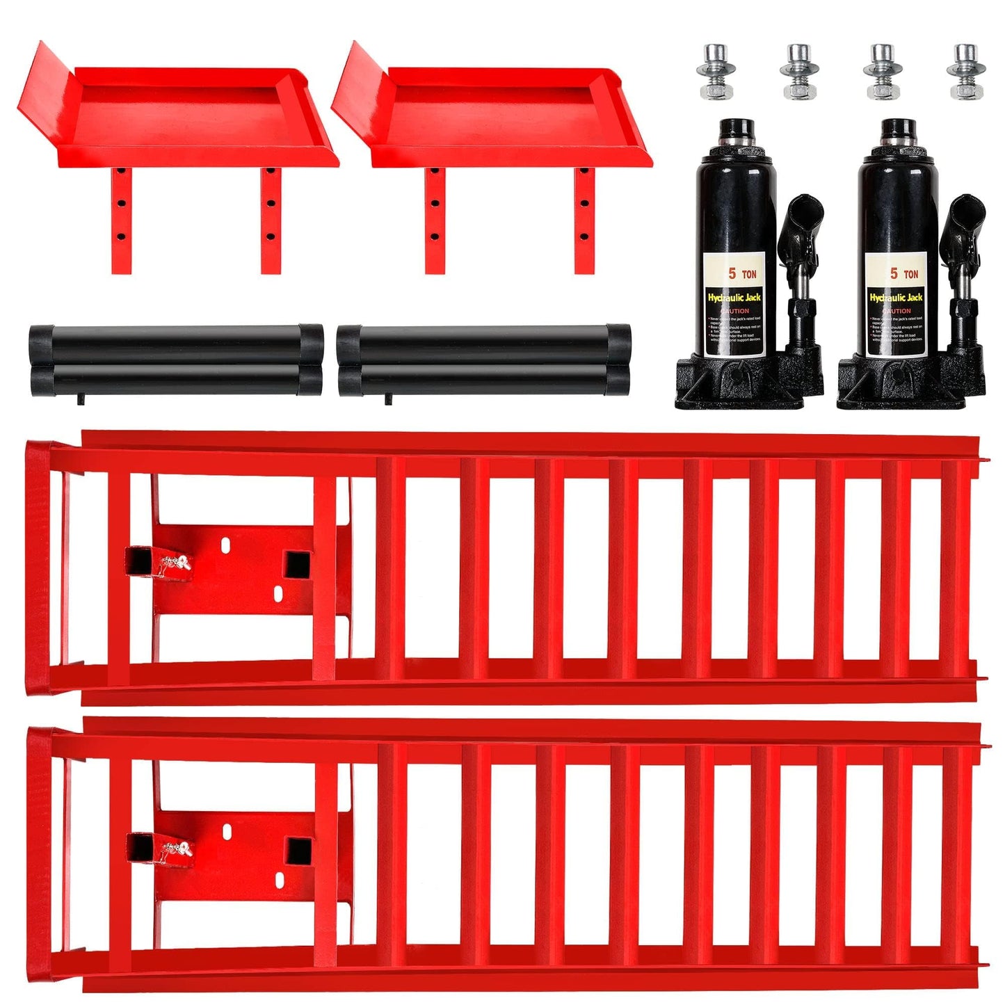 2PCS 5T 11060lbs Hydraulic Car Ramps, Heavy Duty Hydraulic Vehicle Ramps Lift Ramp, Portable Car Ramps for Oil Changes, Car Lifts for Home Garage, Vehicle Auto Garage Repair