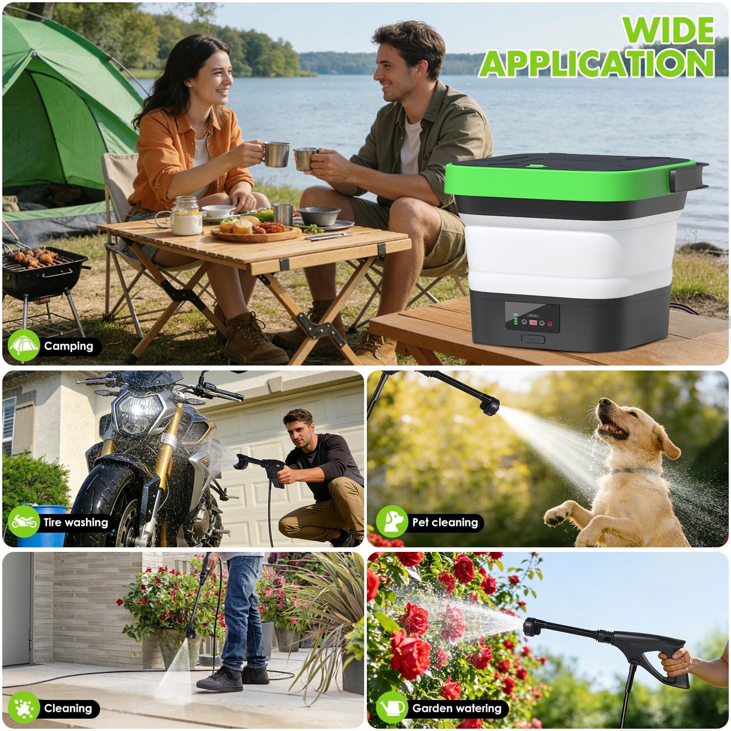 Cordless Pressure Washer, portable pressure washers with 3.5Gal Tank,7 Adiustable Handheld Portable Pressure Washers with 6-in-1 Nozzle, Max 550PSl,16.7FT Hose, 5x4000mAh portable power washer for Car