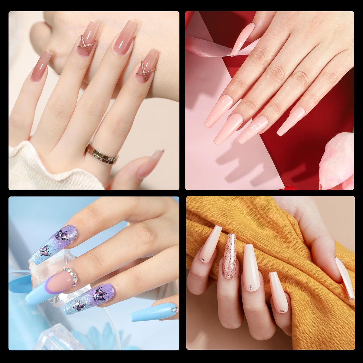 Half Matte Long Coffin Fake Nail Tips, Soft Gel Pre-Shaped Nail Tips, Full Cover False Nails with Clear Box for Nail Salons and DIY Nail Art, 600PCS/10 Sizes