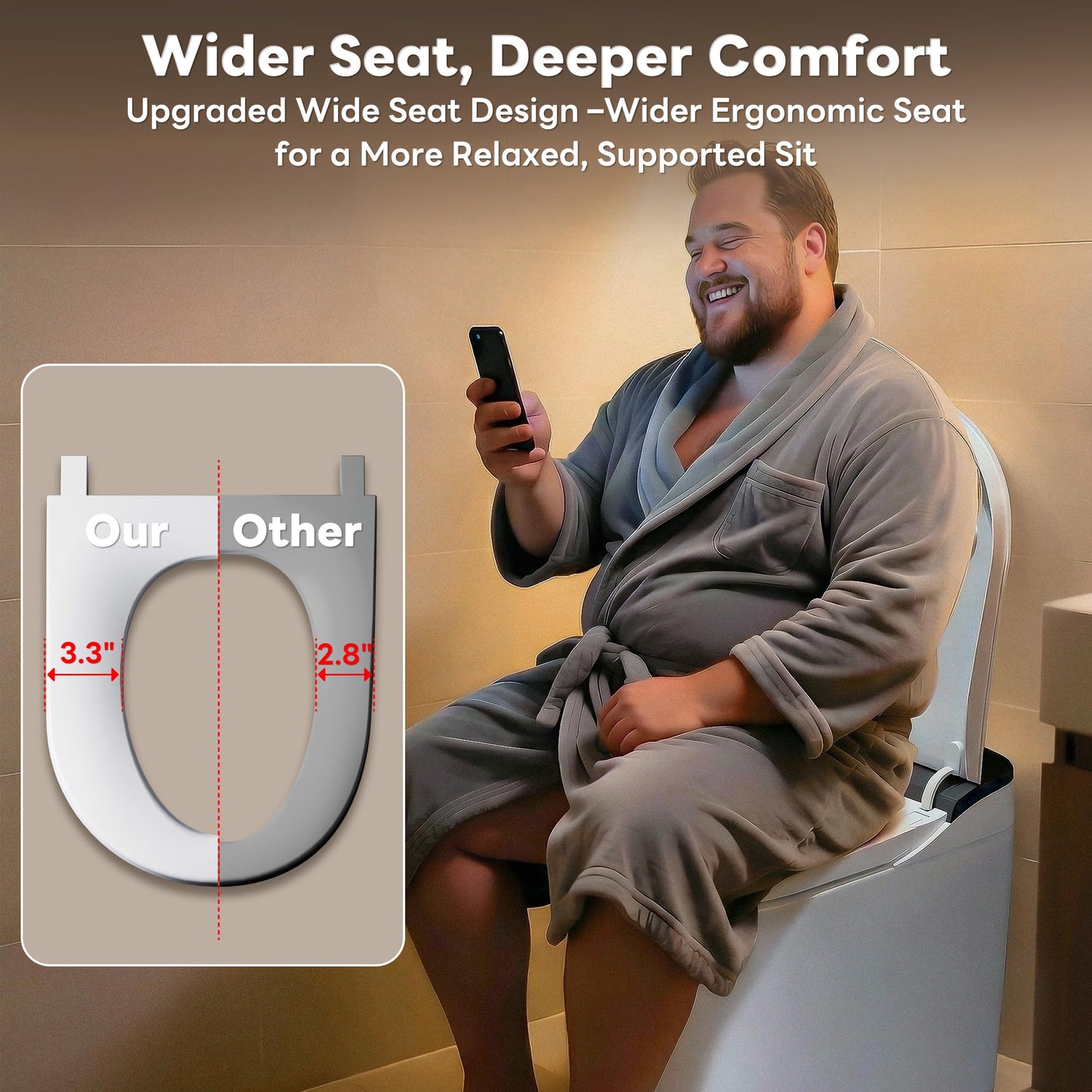 CANEST Smart Toilet with Bidet Built in, Foam Dispenser, Auto Temp Control Wide Heated Seat&0.1s Instant Water, Full-Area Seat Sensor, Auto Open/Close, Foot Sensor, Auto Deodorization, Remote(FC-002)