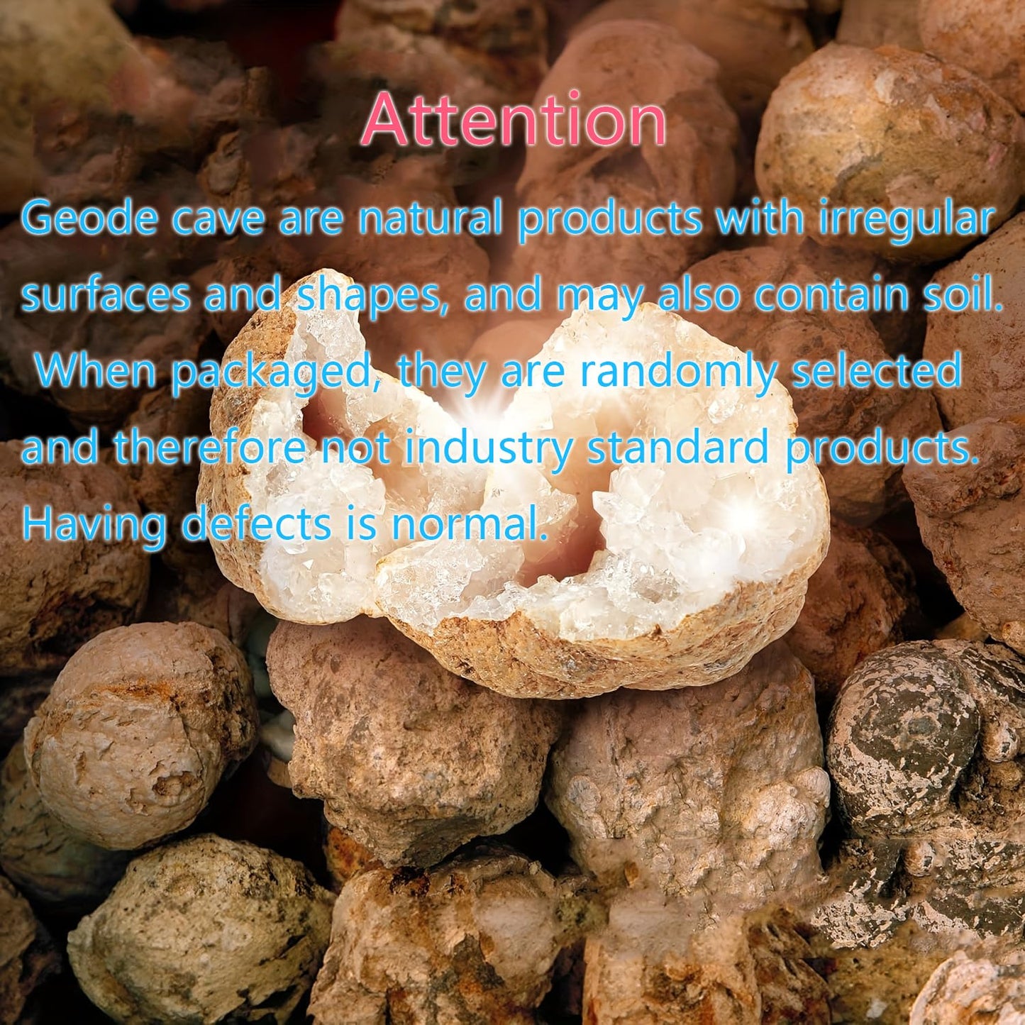 8pcs Natural Quartz Caves Knock Open in The Middle 1.2-2 inch White geode Set with Magnifying Glass and Display Stand Ideal for School Gifts and Prizes（Morocco White geode 8pcs Set）