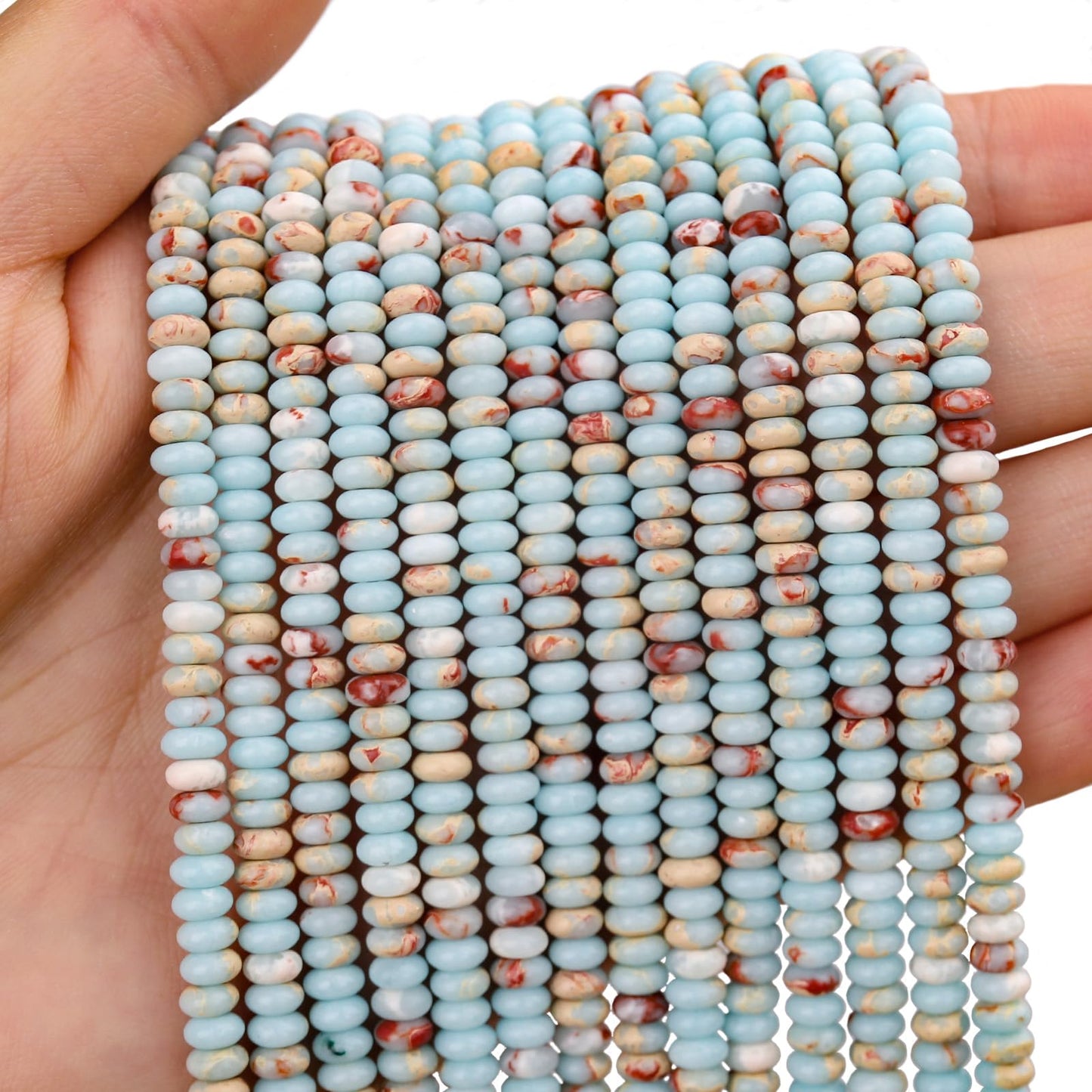 BONNY BOXX 1 Strand Natural 2 * 4mm Snakeskin Imperial Rondelle Beads, Natural Abacus Disk Stone Beads Loose Spacer Gemstone for DIY Bracelet Necklace Jewelry Making