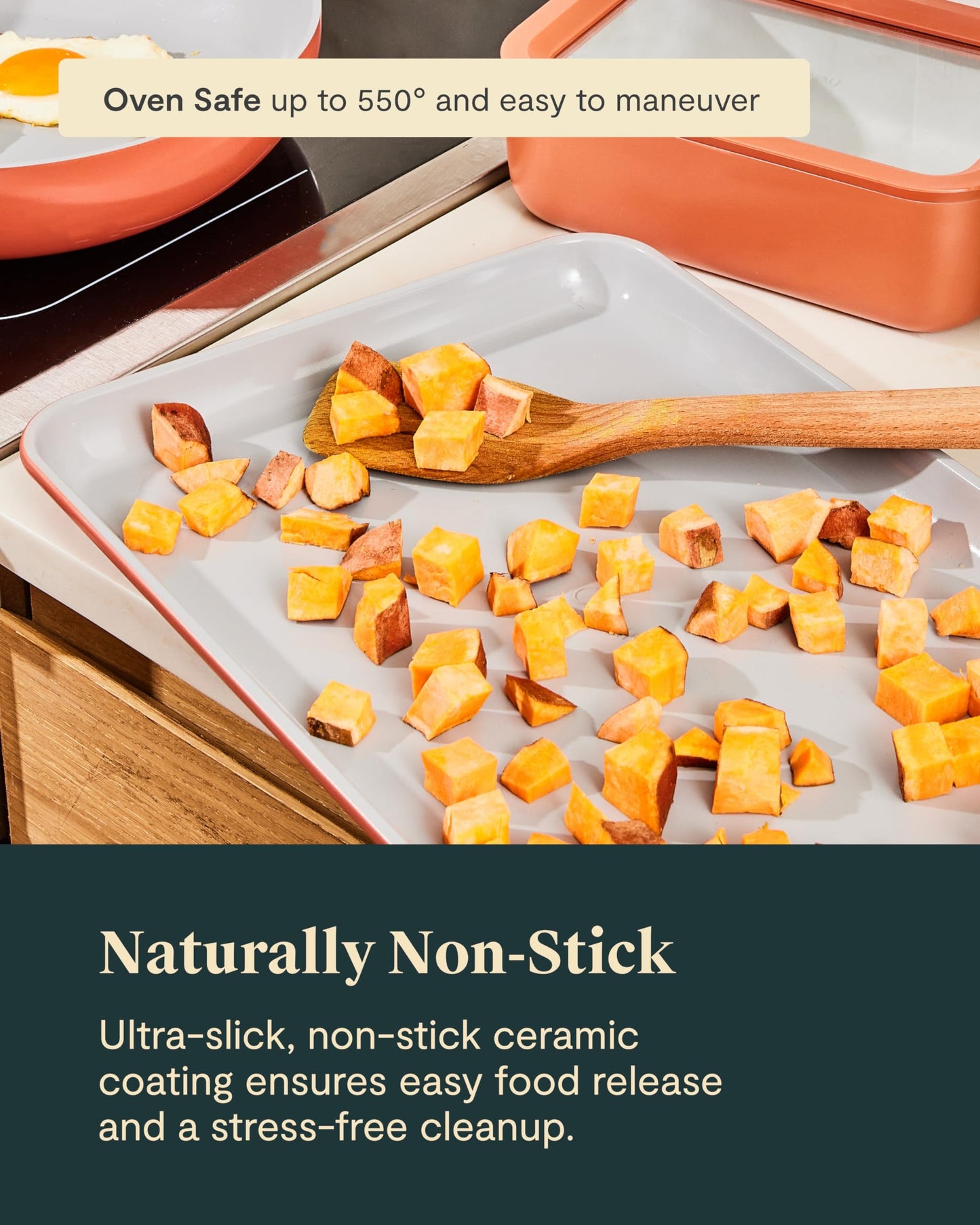 Caraway Non-Stick Ceramic Medium Baking Sheet - Naturally Slick Ceramic Coating - Non-Toxic, PTFE & PFOA Free - Perfect for Baking, Roasting, and More - Medium (15" x 10") - Perracotta