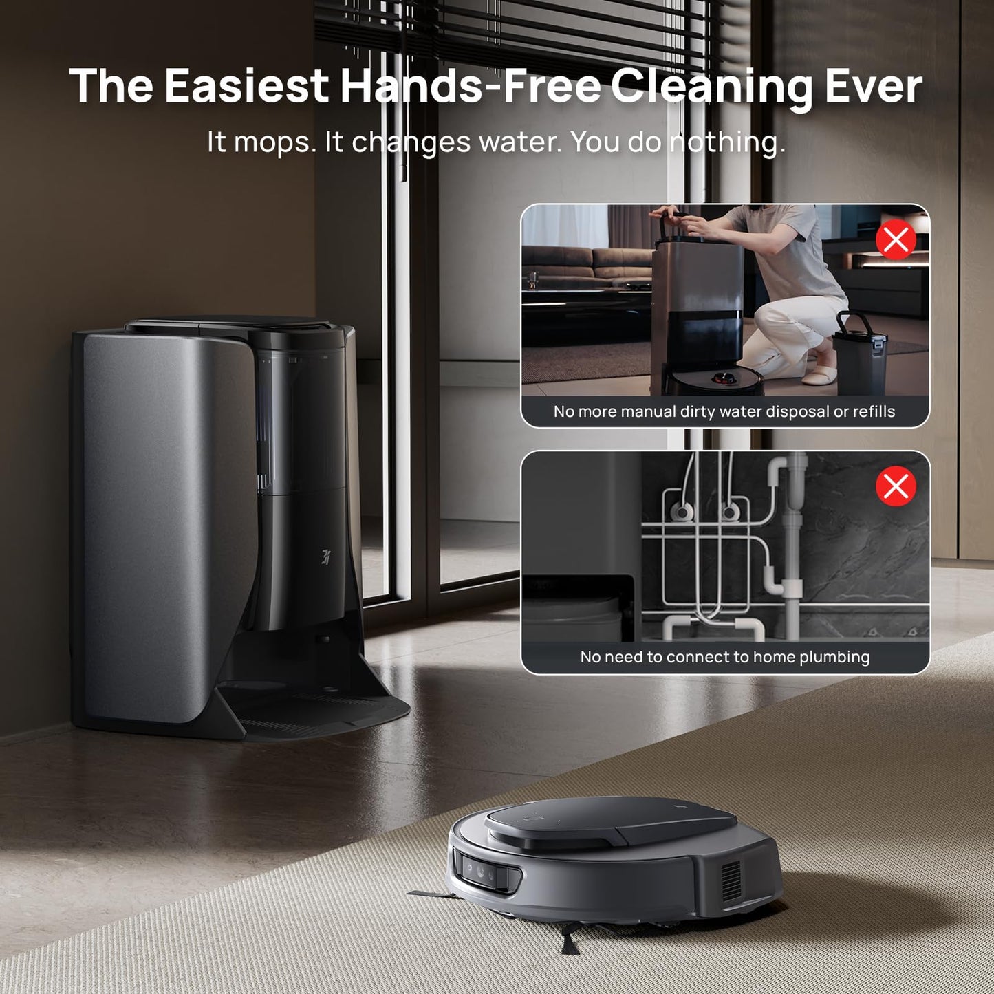 3i S10 Ultra Robot Vacuum and Mop with WaterRecycle System, 18000Pa Suction, Self-Cleaning Extendable Roller Mop, Auto Mop Washing & Drying, Self-Emptying & Refilling, Ai Obstacle Avoidance