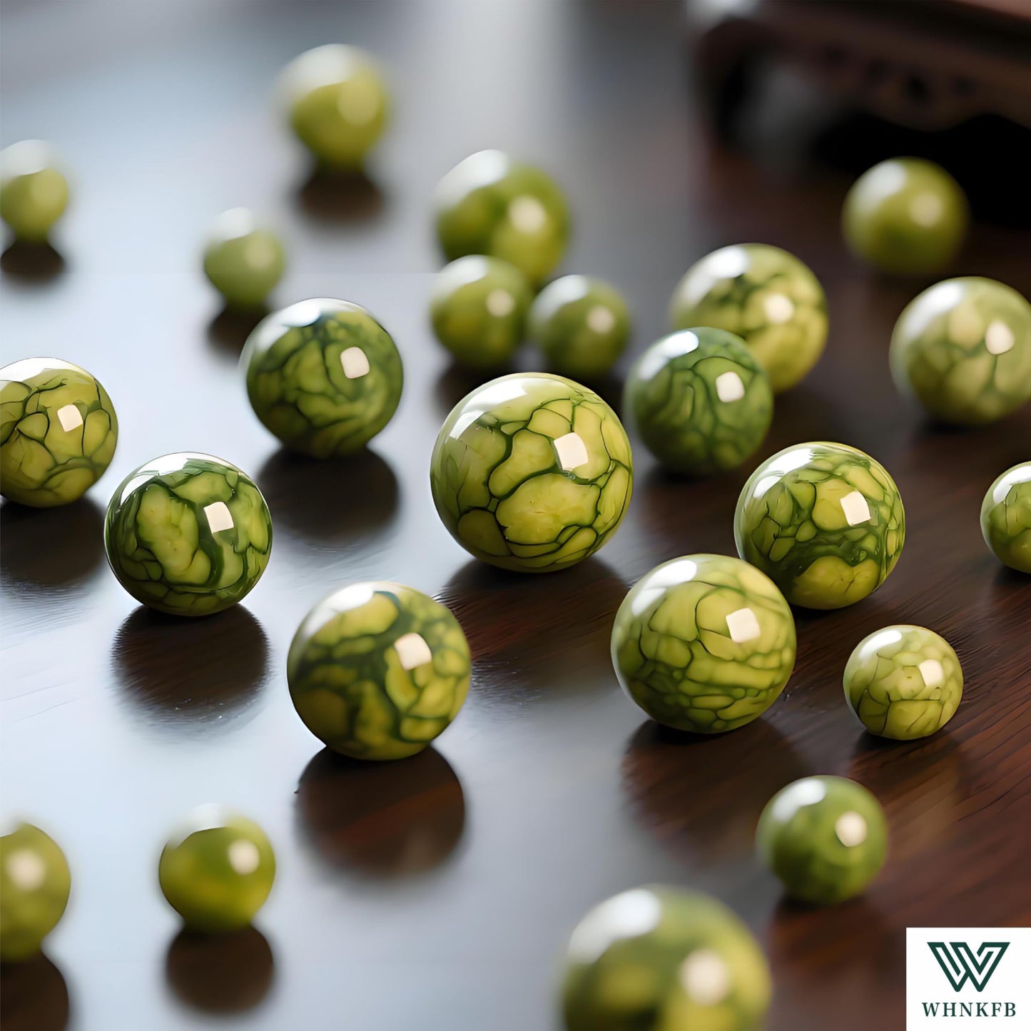 WHNKFB 6mm 100PCS Natural Green Serpentine Round Beads, Dragon Vein Loose Gemstone Beads for Jewelry Making Craft - 4mm 6mm 8mm 10mm Options with Free Elastic Cord