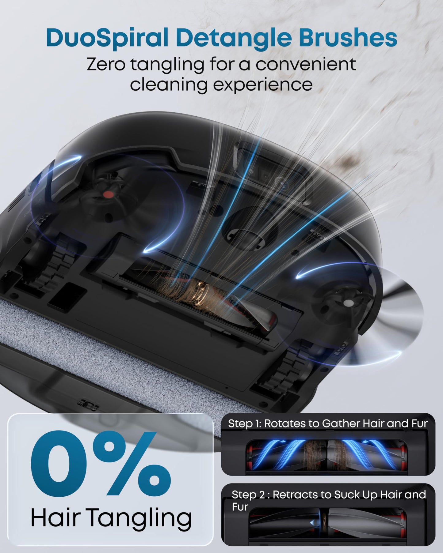 eufy Robot Vacuum E25, 20,000 Pa Turbo Suction,Roller Mop with HydroJet System, All-in-One Robot Vacuum and Mop Combo, Edge-to-Corner Cleaning, Zero-Tangle Design, AI Obstacle Avoidance (Upgraded)