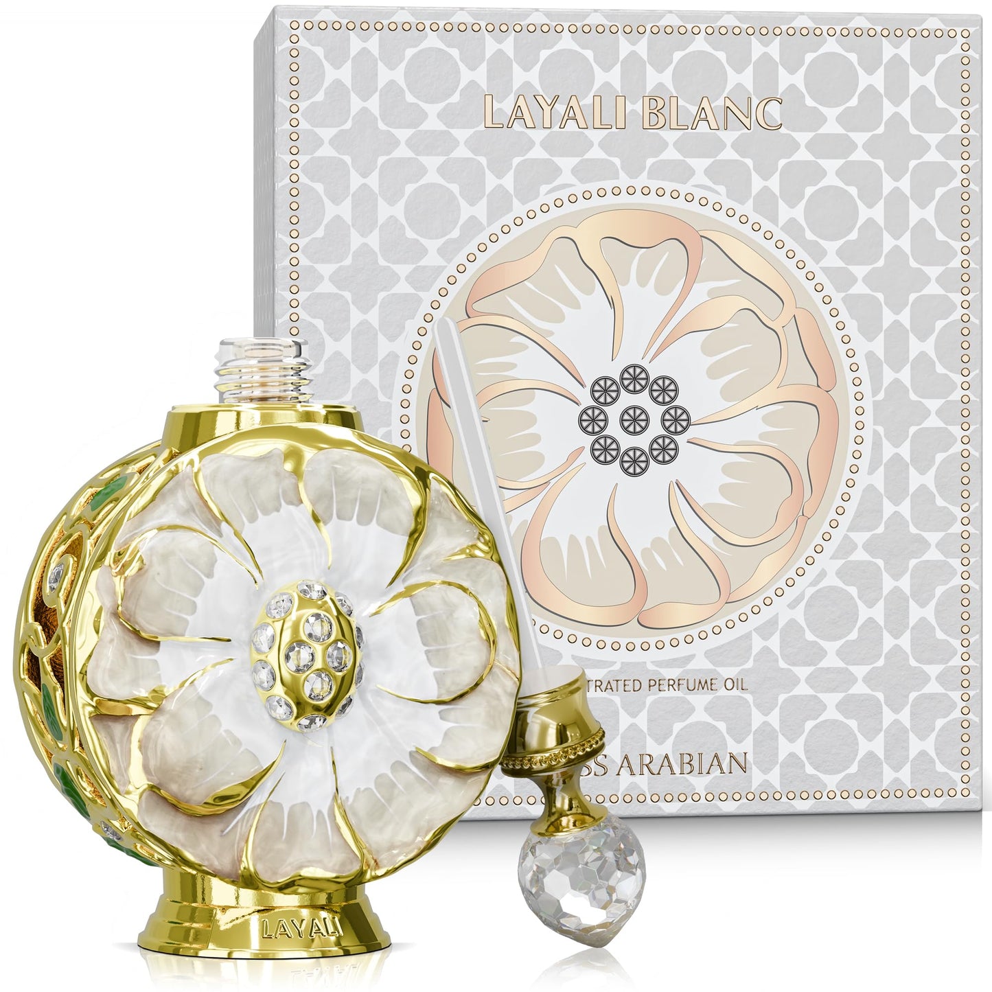 Swiss Arabian Layali Blanc – Arabian Perfume Oil Fragrance with White Rose, Iris and Vanilla – Luxury Products From Dubai – Long Lasting & Addictive Parfum – Arabic Perfume Oil for Women (0.5 oz)