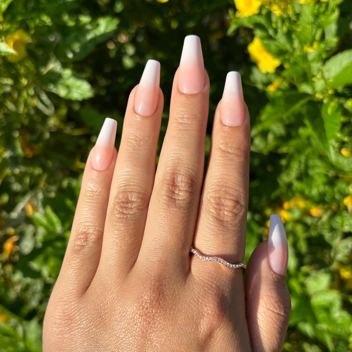 OMBRÉ FRENCH Press-On Nails by Lavaa Beauty | Long Coffin | Glossy French Ombré Coffin Nails