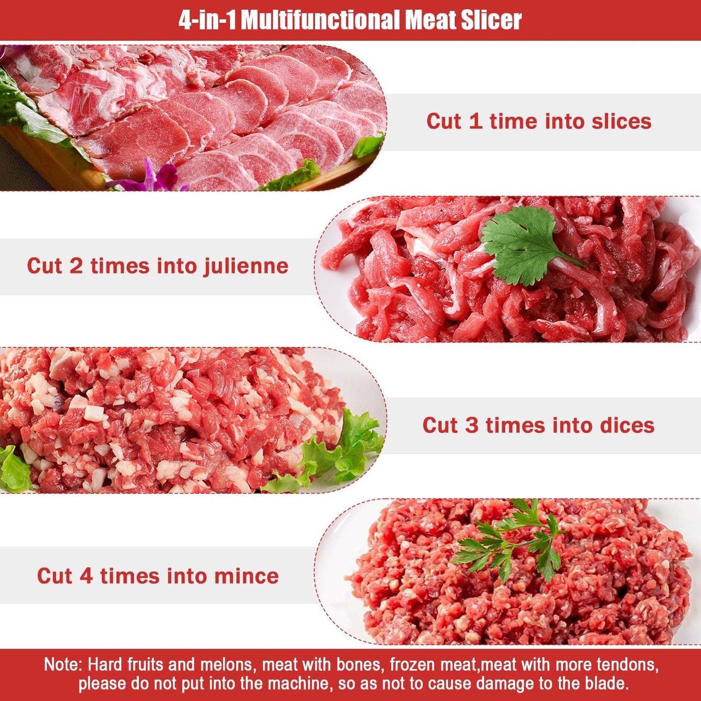 ARLUMA Meat Cutter Machine,850W Commercial Meat Slicer,Stainless Steel Electric Meat Slicer Machine for Home Kitchen,Restaurant,Supermarket (5MM)