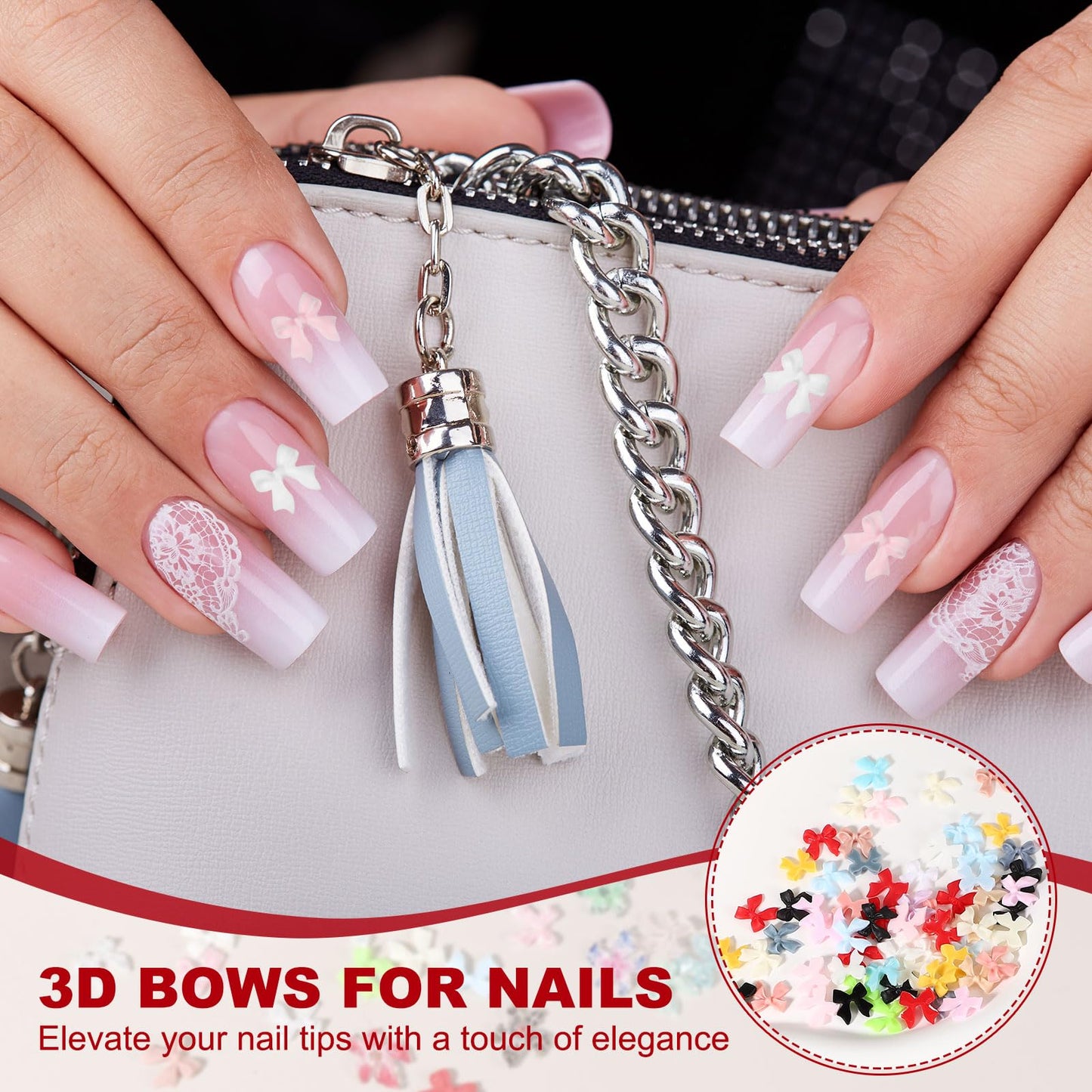 YELARXI Nail Bows, 3D Flowers for Nails Acrylic Resin Bows Art Accessories - Fitting for (DIY Manicure - Tips Decoration - Women and Girls) 100 Pcs & Khaki