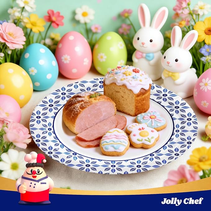 JOLLY CHEF 10 inch Disposable Paper Plates 140 Count, Soak Proof, Cut Proof, Heavy Duty Paper Plates for Everyday Use