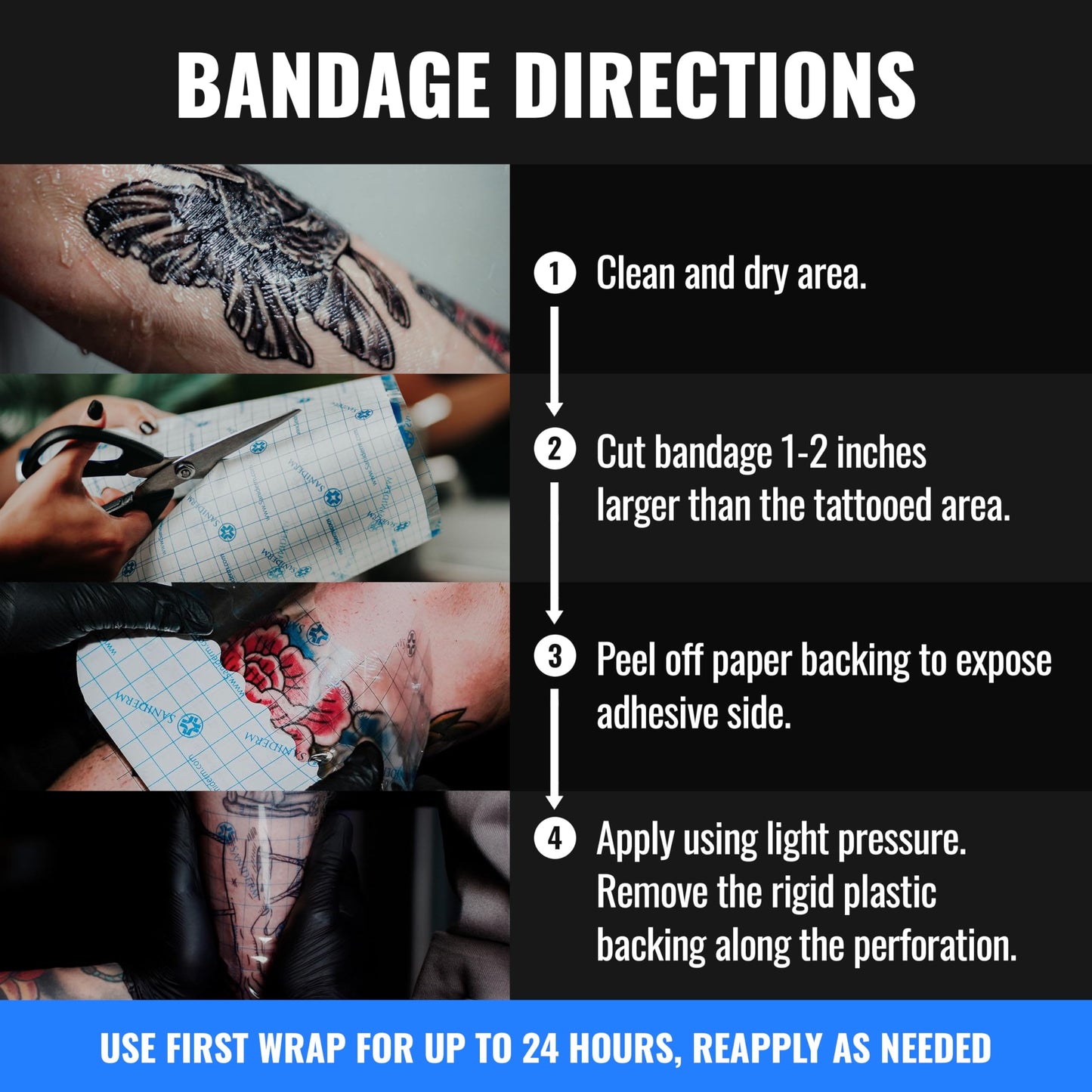 Saniderm Original Tattoo Aftercare Bandage (Large Roll, 8 in x 8 yd)