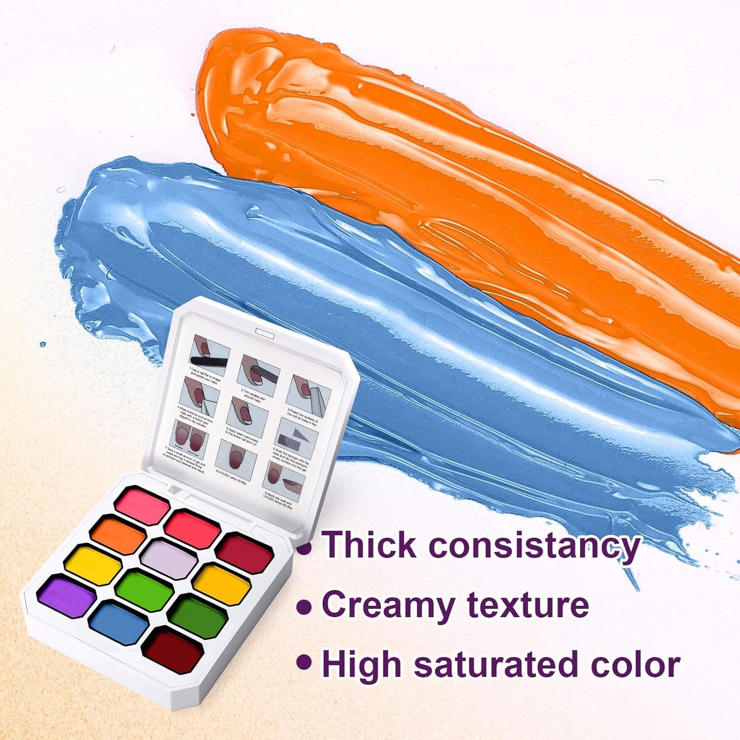 U-Shinein 24 Colors Gradient Nail Gel Palette Set, Hema ＆ TPO Free Bright Nude Black White Pink Green Ombre Gel Nail for Pigment Painting Pat Nails Gel Kit, Perfect with Salon Pro DIY Home Nail Art