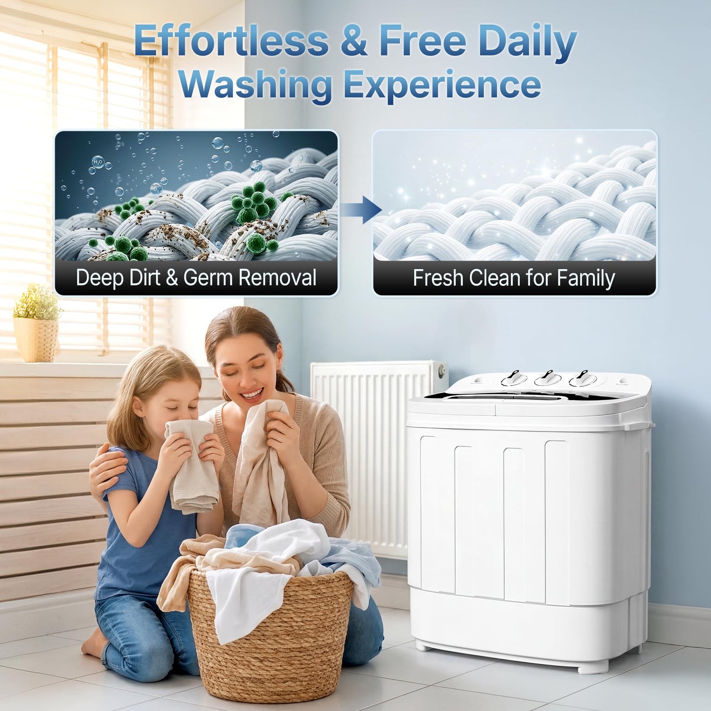 ZENY Portable Clothes Washing Machine Mini Twin Tub Washing Machine 13lbs Capacity with Spin Dryer,Compact Washer and Dryer Combo Lightweight Small Laundry Washer for Home,Apartments, Dorm Rooms,RV