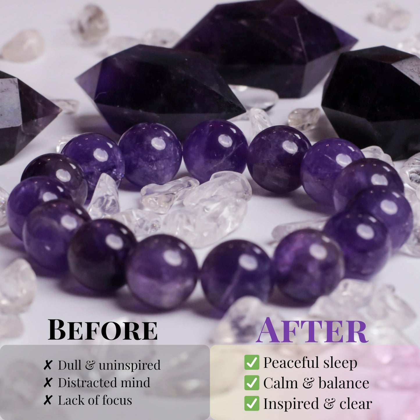Natural Amethyst Bracelet for Women – Deep Purple Uruguayan Gemstone Beads with Roman Numeral Engraving, Crystal Jewelry for Clarity, Intuition & Daily Reflection, Gift Box Included