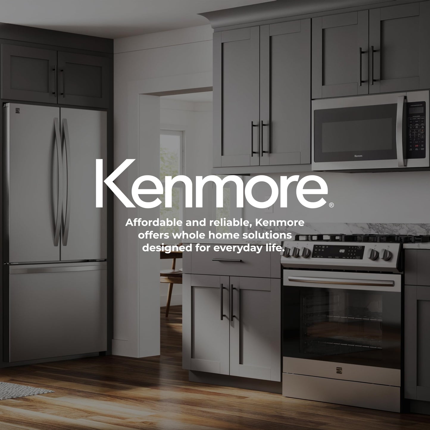 Kenmore 5.6 cu. ft. Front Control Gas Range Oven with 5 Cooktop Burners - True Convection, Air Fry, Turbo Boil, Self Clean, Dishwasher Safe Grates, Three Chrome Racks, LP Kit - Stainless Steel