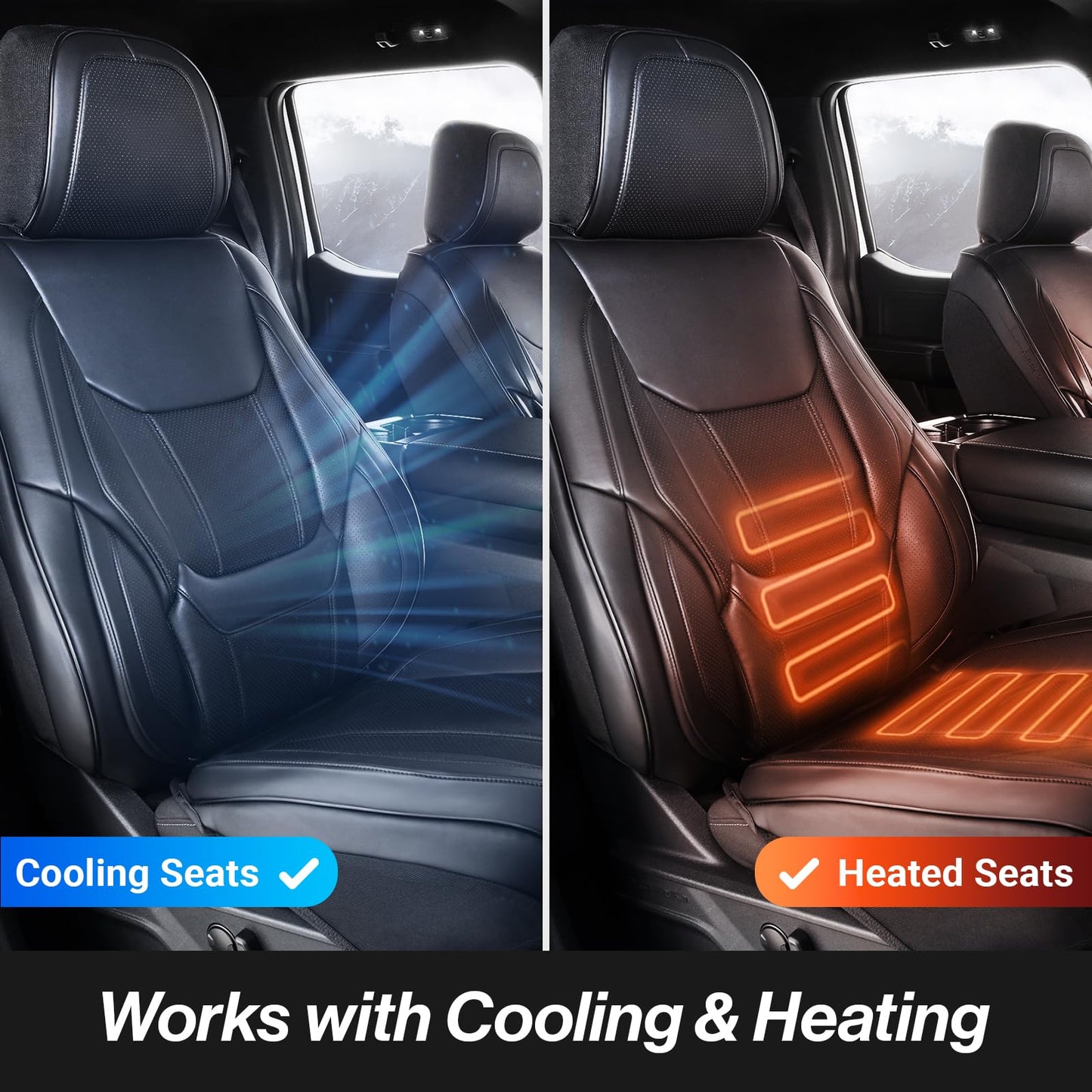 Coverland Custom Car Seat Covers Front Seats for [2013-2017 Honda Accord] - Protector Car Seat Cover Water Resistant Leather Memory Form Back Support Seat Cushion [Front-Black]