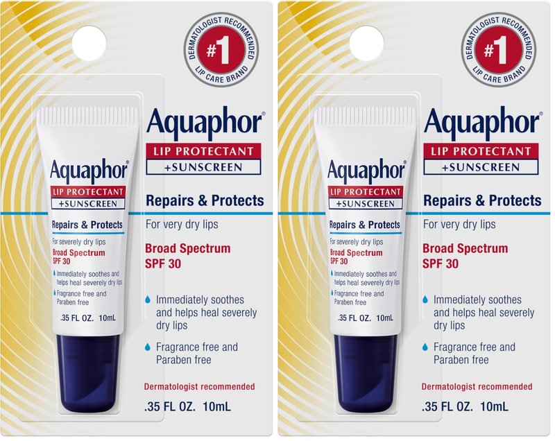 Aquaphor Lip Balm, Lip Repair, SPF 30 | Lip Protectant | 0.35 Oz Tube | Pack of 2