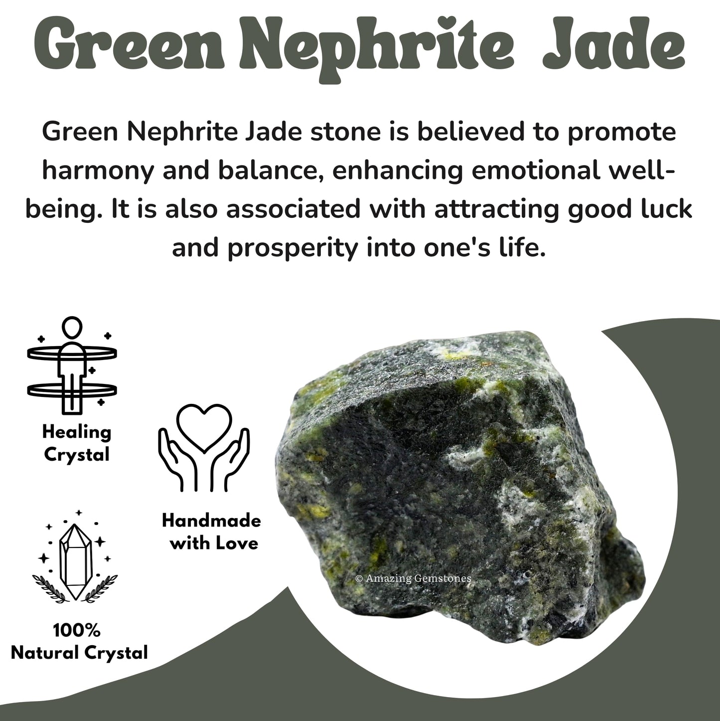 Amazing Gemstone Green Jade Raw Crystals and Healing Stones, Natural Rocks For Tumbling - DIY Raw Stones And Crystals (1 Piece)