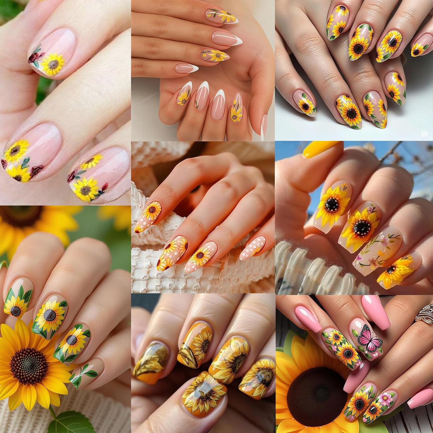 5 Sheets SunflowerNail Stickers for Nail Art, 5D Embossing Daisy Self-Adhesive Flower Nail Decals, Butterfly Nail Supplies Nail Art Design Accessories for Women and Girls Manicure DIY Decoration