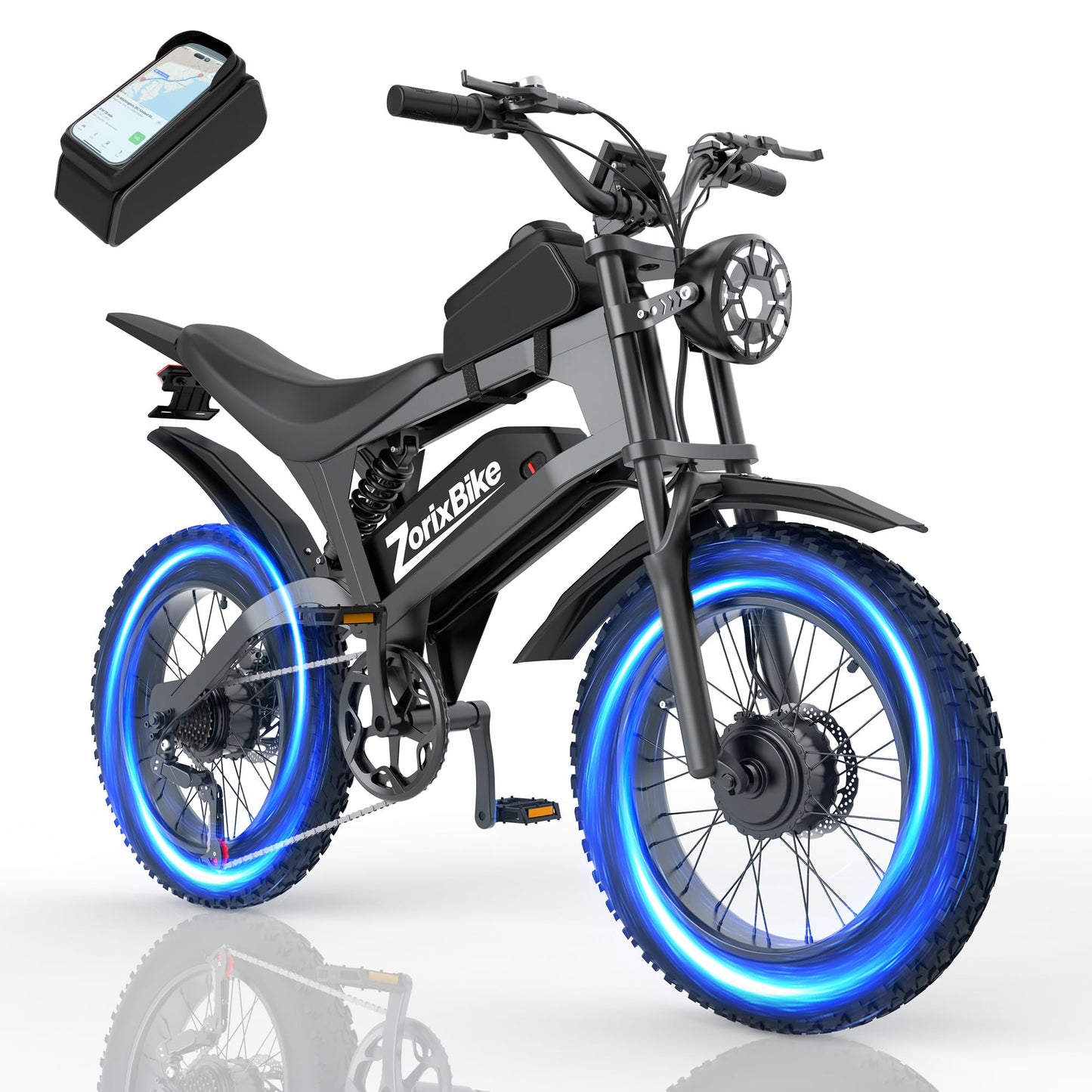 ZorixBike Electric Bike for Adults,48V 20AH - Peak Power 1500/3000W Brushless Motor Electric Bicycle - Max Speed 31-35MPH - Max 80 Miles Range - 20" x 4.0" Fat Tire Dirt EBike,R8 Pro-3000W