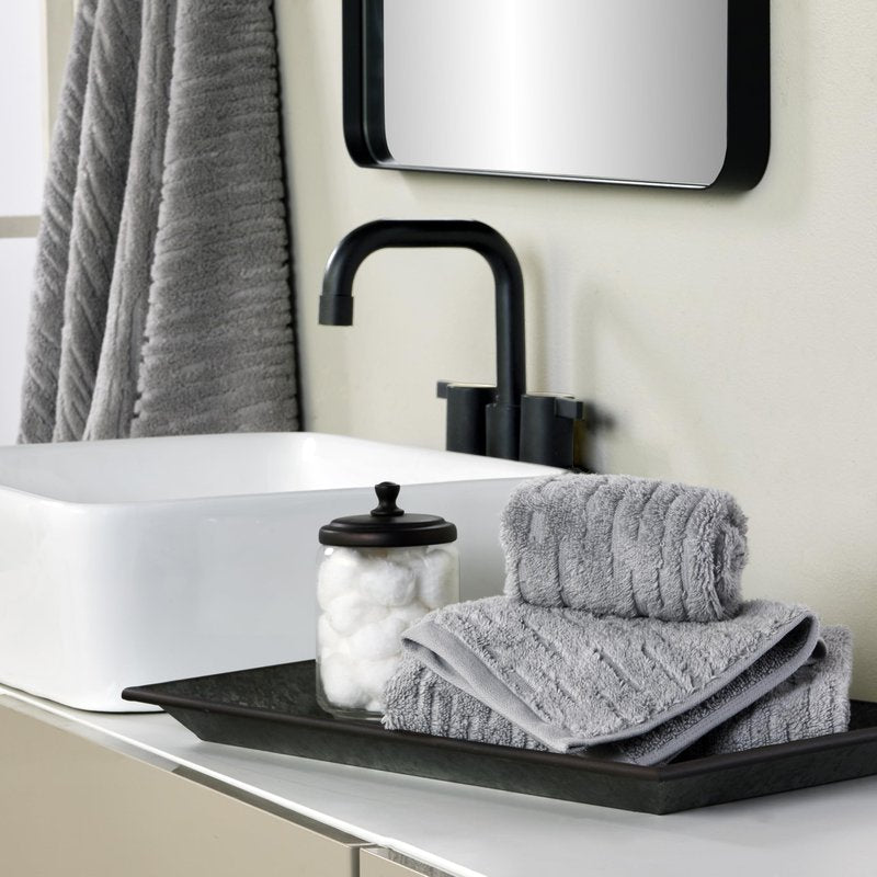 SKL Home CloudSoft 100% Cotton Luxury 6-Piece Towel Set, 600 GSM, Ultra Plush & Absorbent - 2 Bath Towels, 2 Hand Towels, 2 Washcloths, Gray