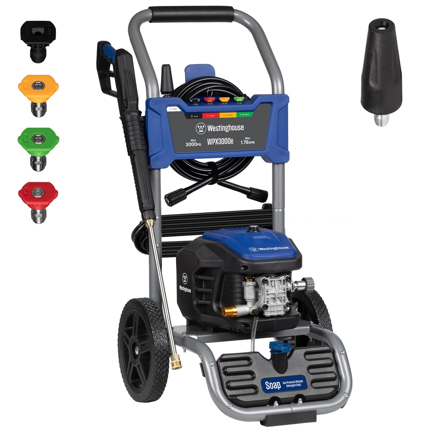 Westinghouse 3000 PSI Electric Pressure Washer and Foam Cannon Attachment Bundle for Cars, Homes, and Outdoor Surfaces
