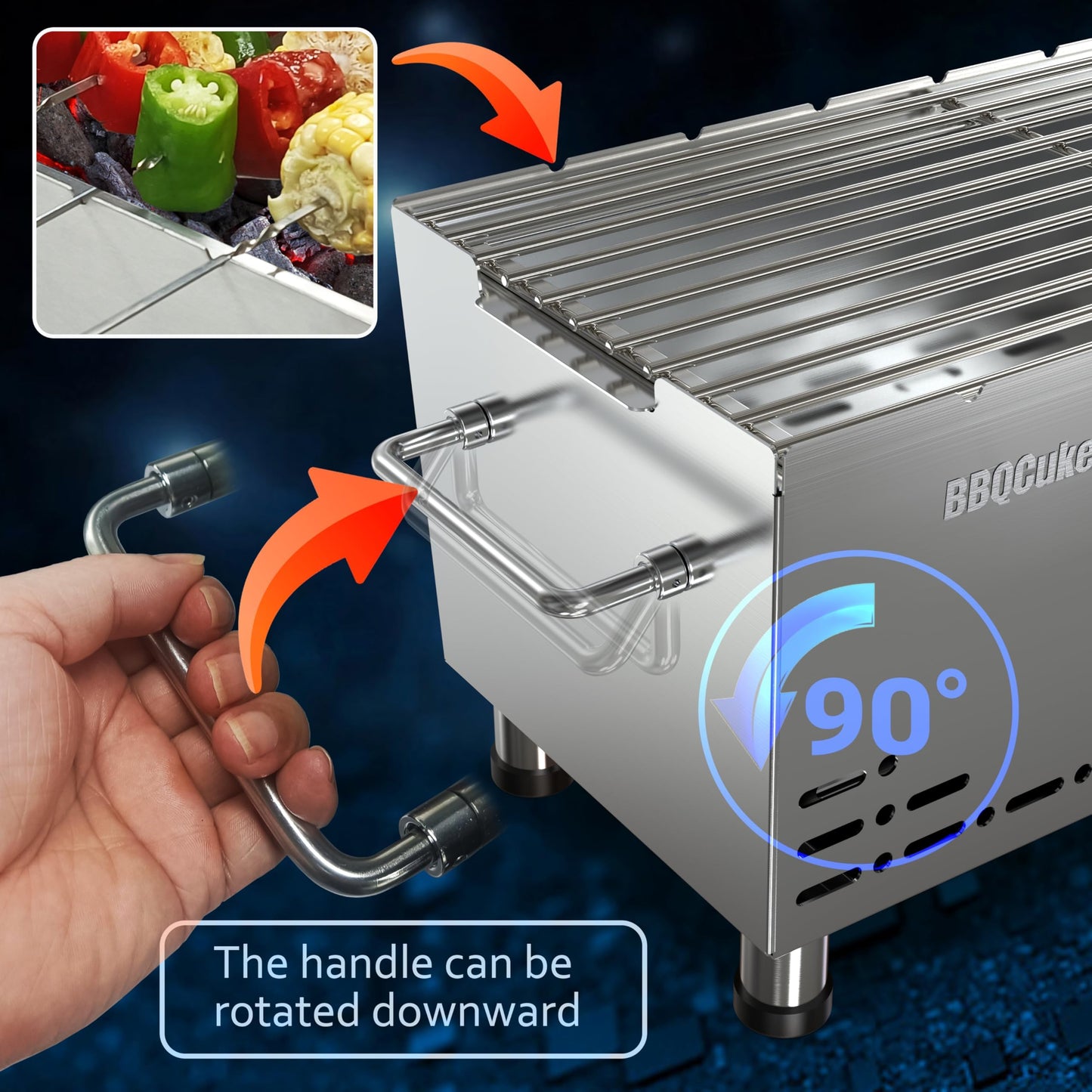 BBQCuker Portable Charcoal Grill,Heavy-Duty Stainless Steel Small BBQ Grill with Double-Layer Insulation Design,170 Sq. In. cooking Area,Tabletop Grill with Travel Bag for Outdoor Camping and Picnic